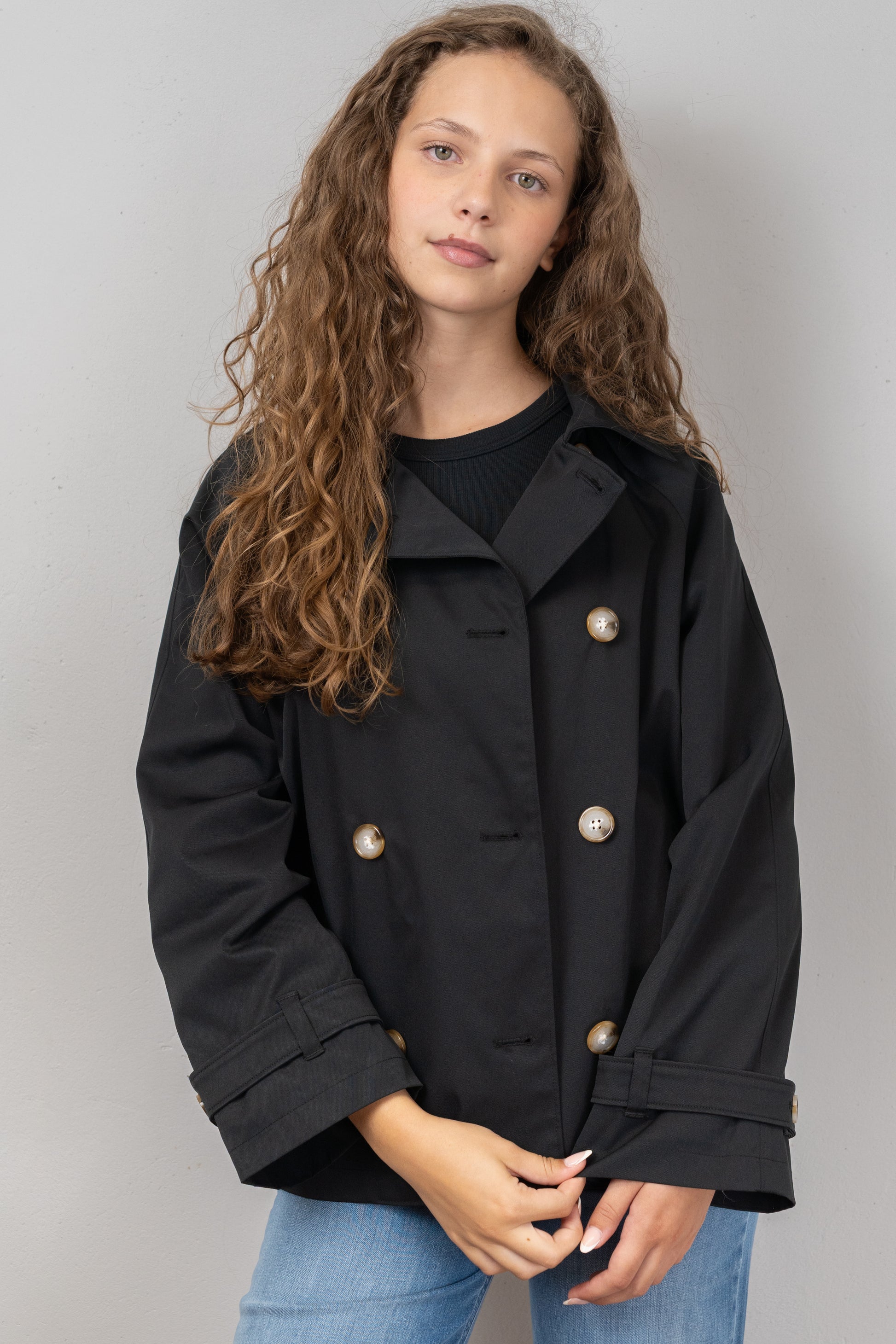 Double-Breasted Short Trench Coat