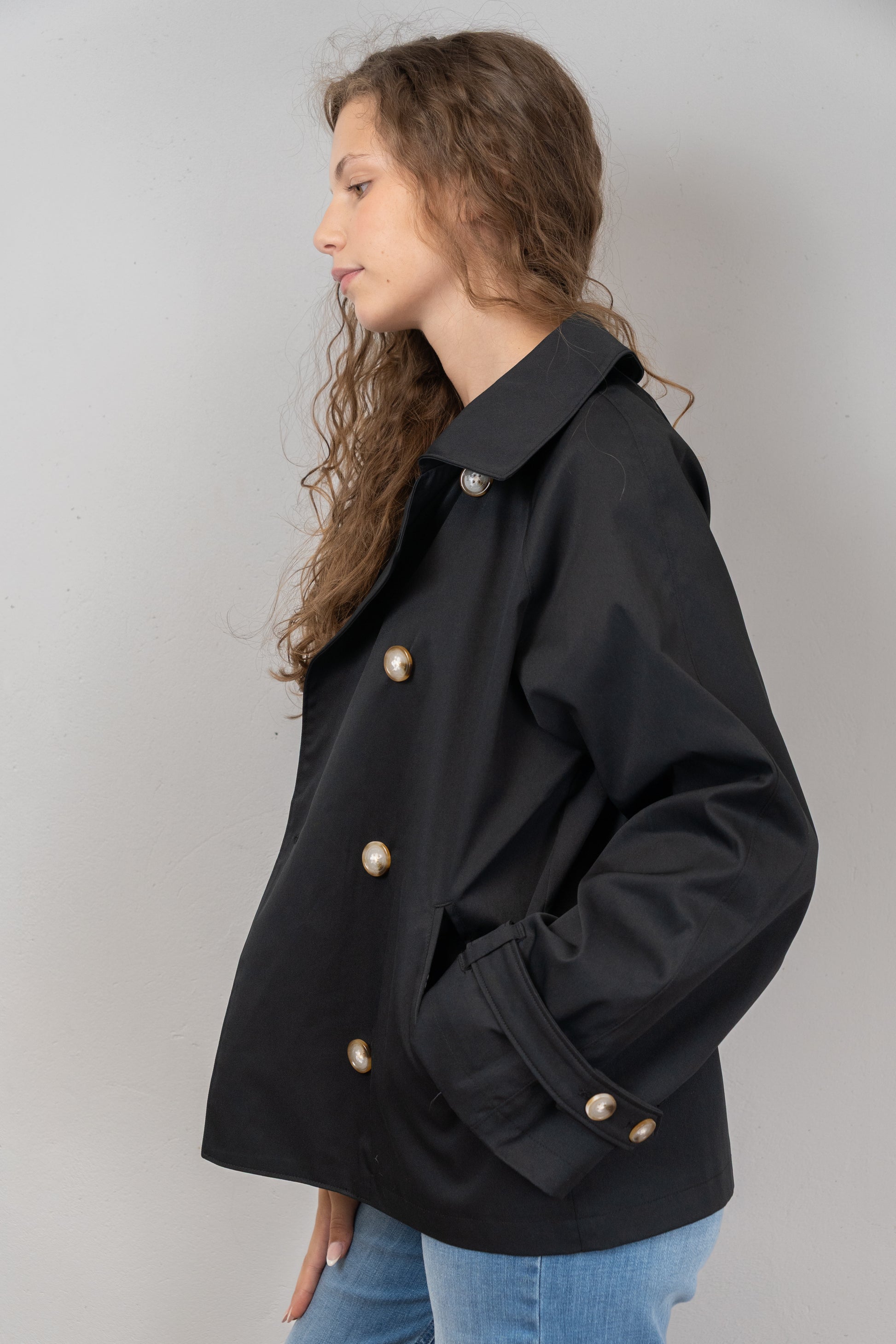 Double-Breasted Short Trench Coat