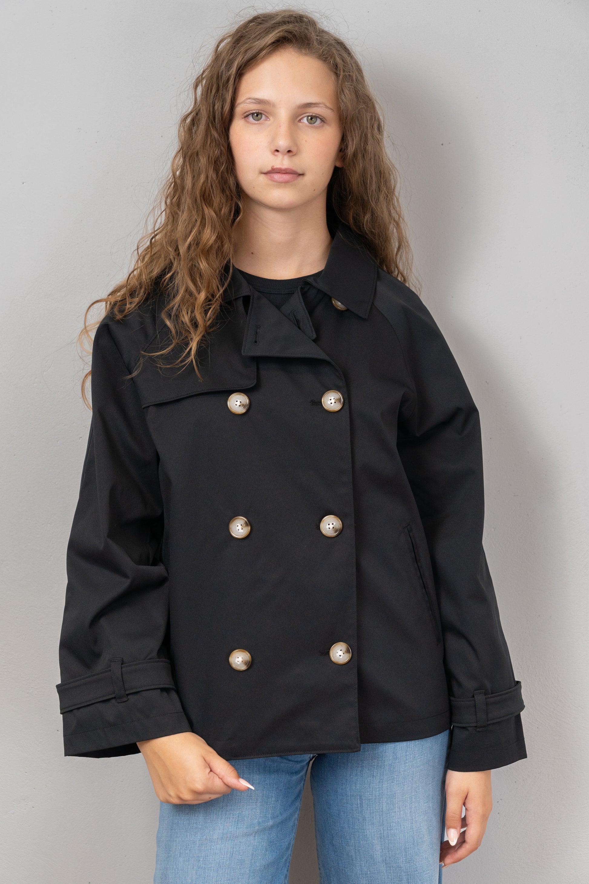 Double-Breasted Short Trench Coat