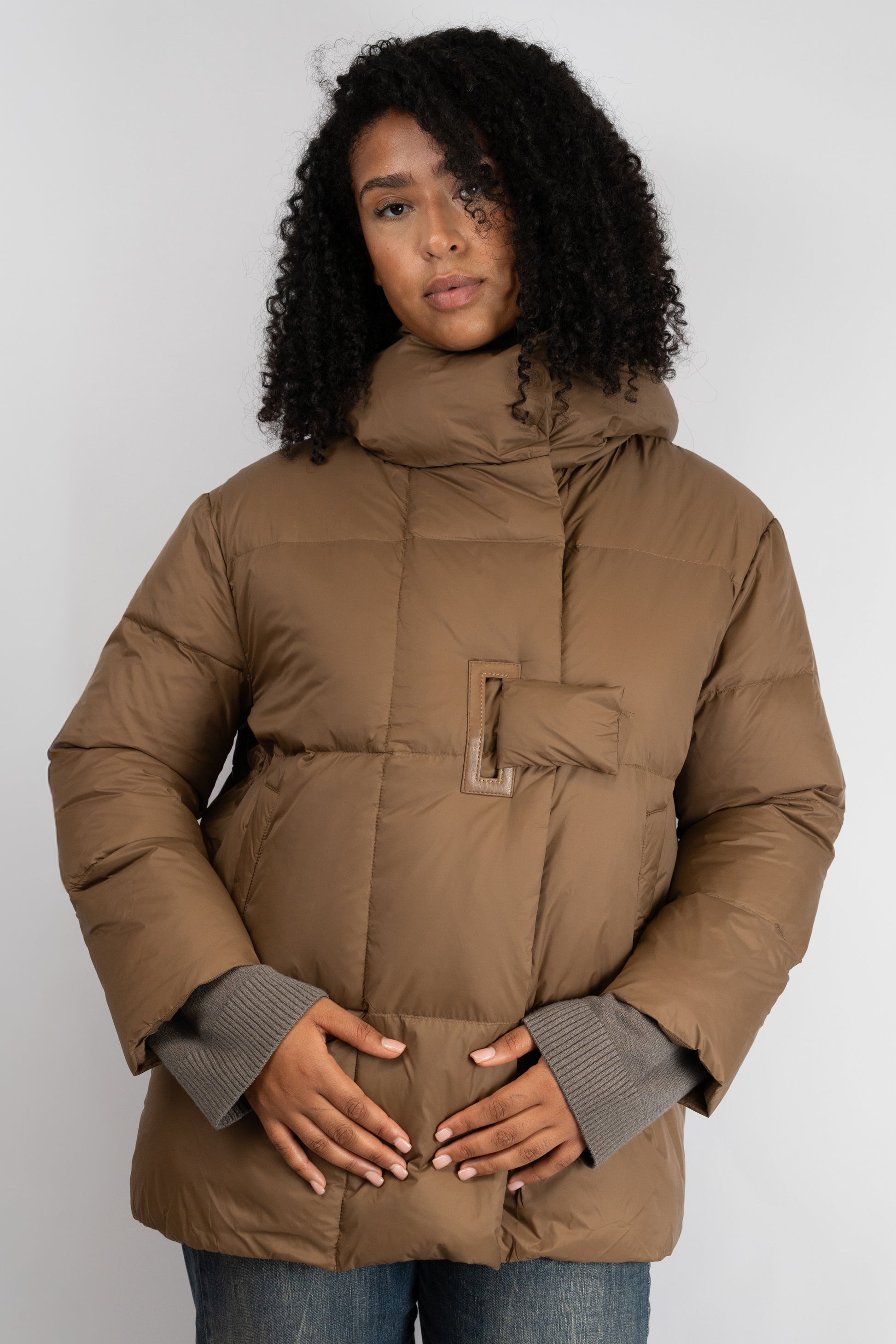 Front-Fastening Hooded Puffer Jacket