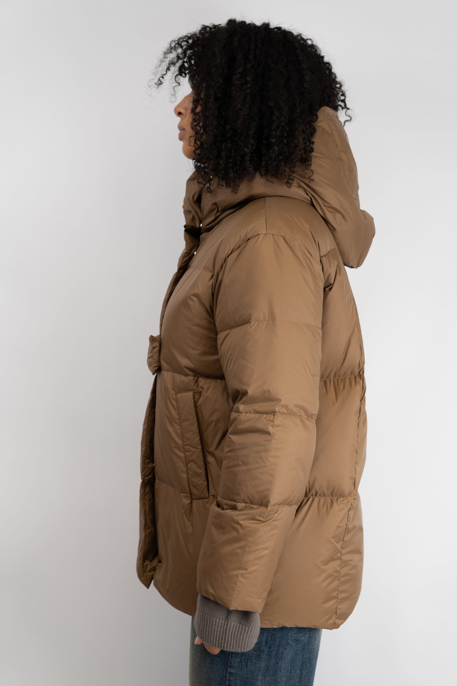 Front-Fastening Hooded Puffer Jacket