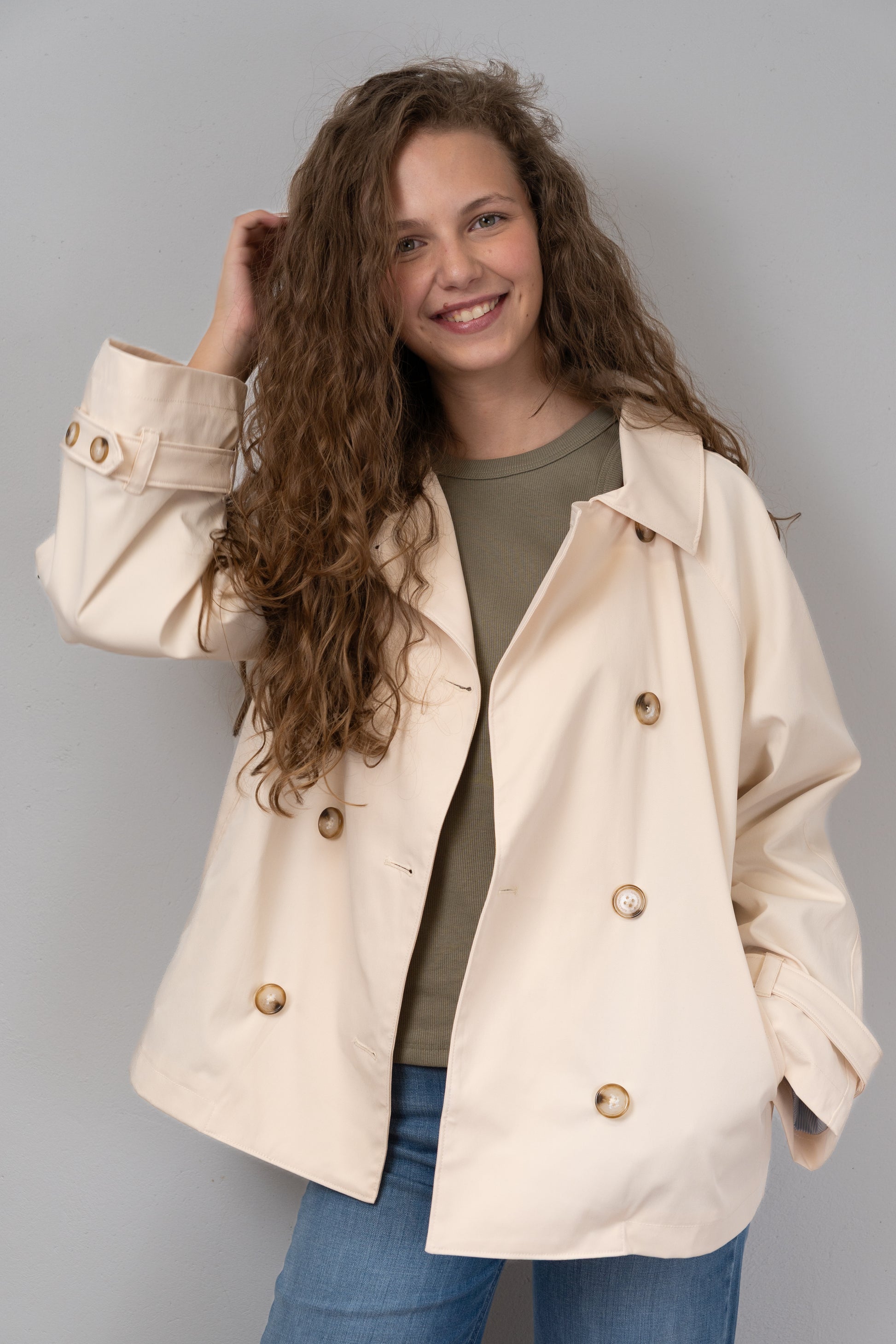 Double-Breasted Short Trench Coat