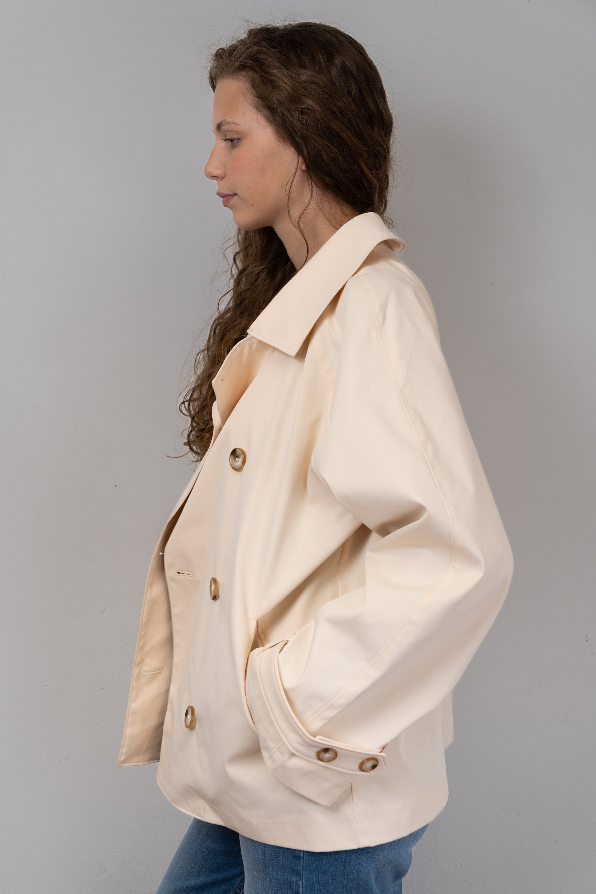 Double-Breasted Short Trench Coat