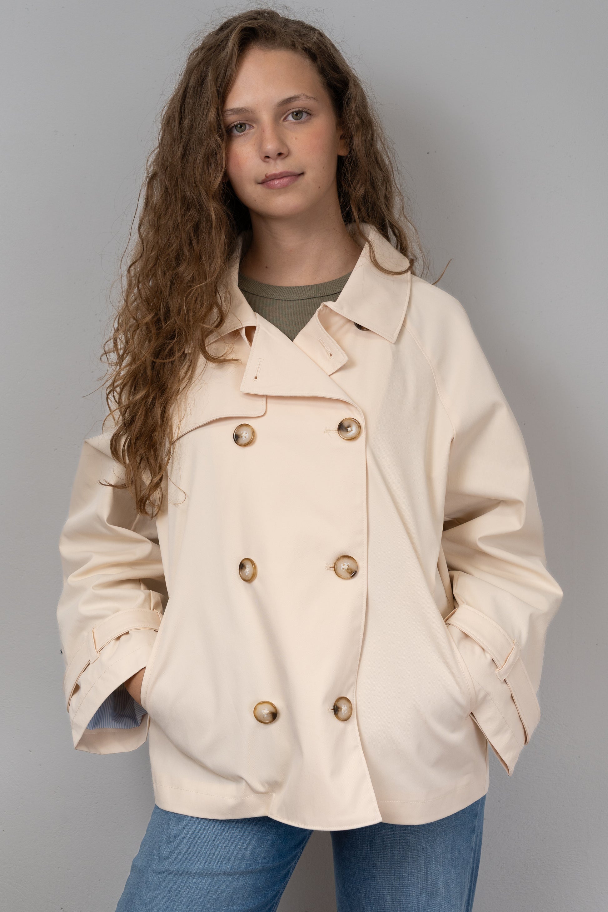 Double-Breasted Short Trench Coat