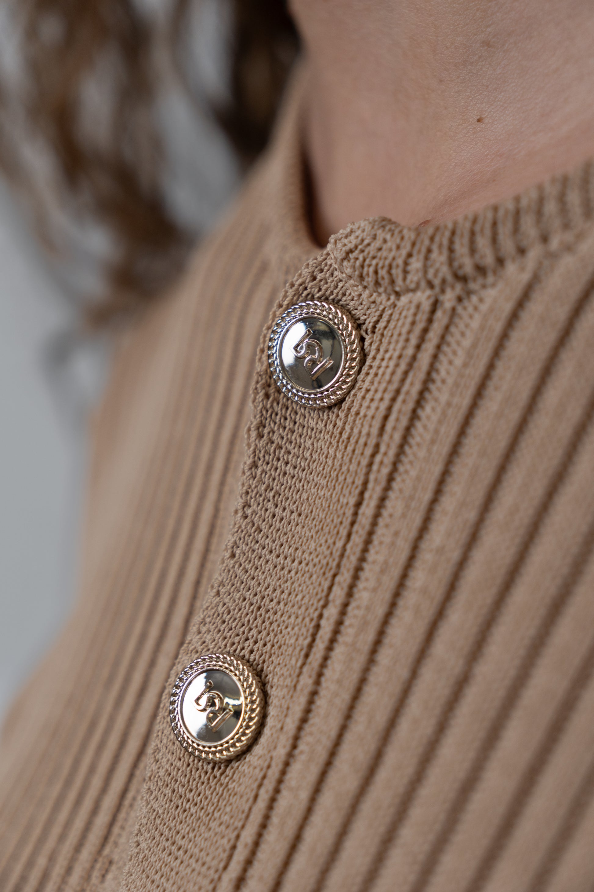 Button-Up Crew Neck Knit