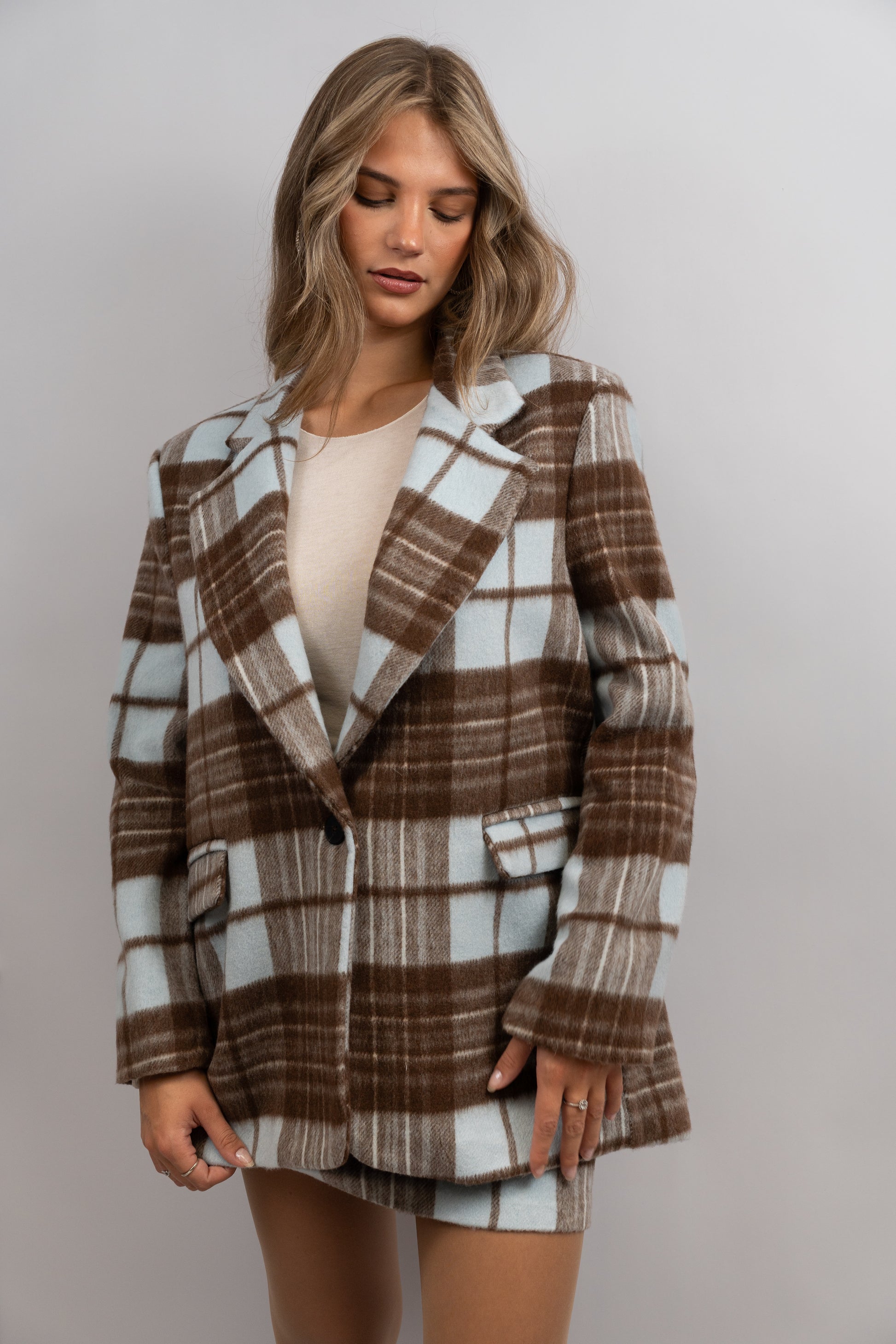 Checked Oversized Blazer