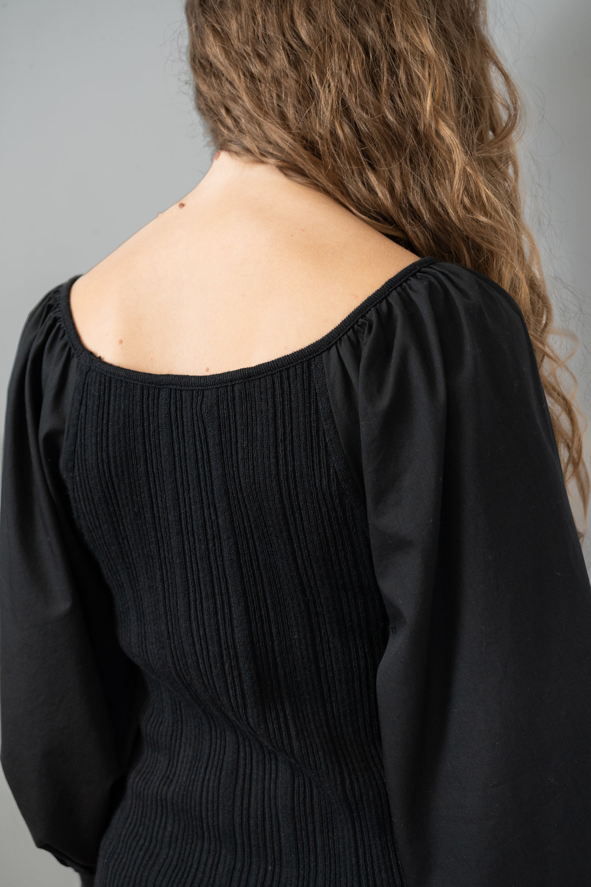 Puff-Sleeve Knit Top