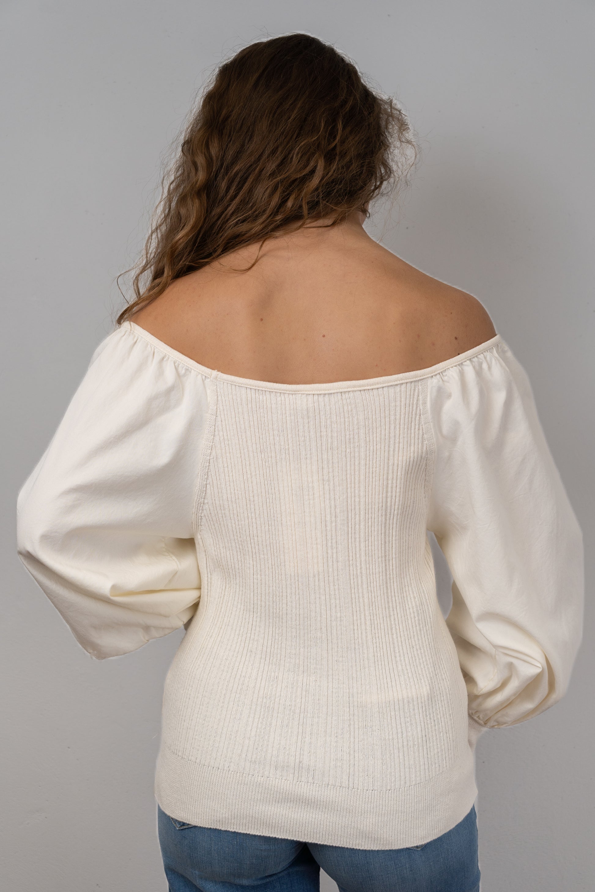 Puff-Sleeve Knit Top