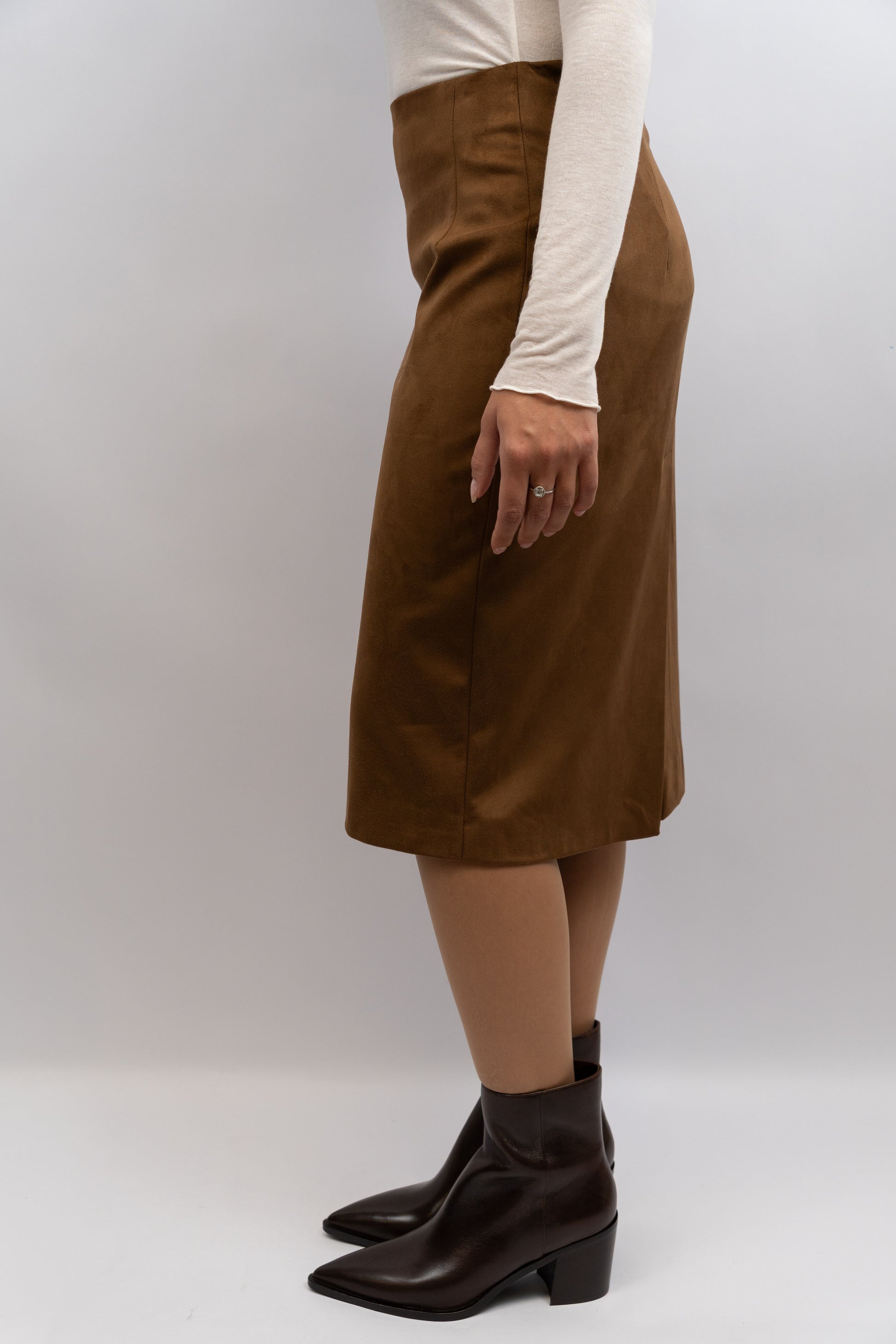 Faux Suede Midi Skirt