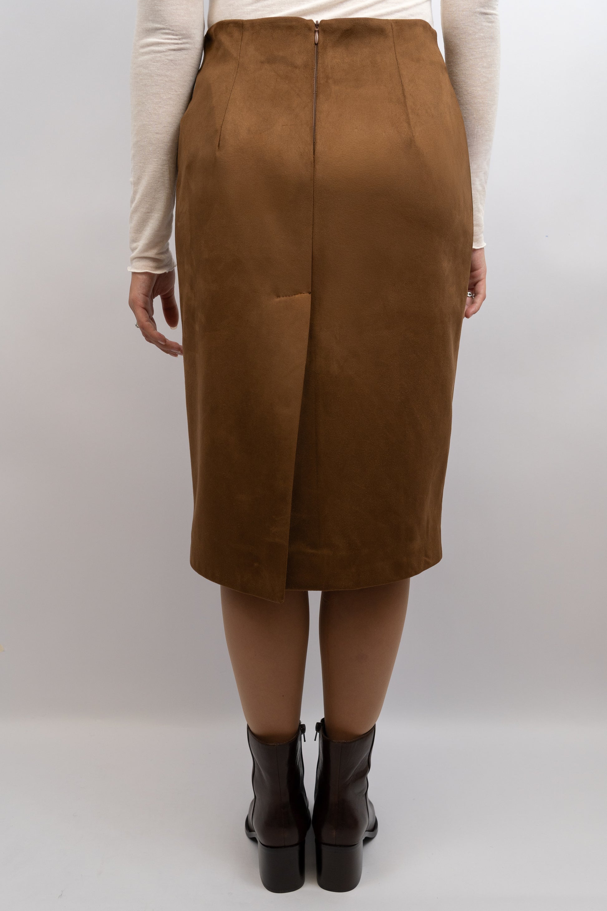 Faux Suede Midi Skirt