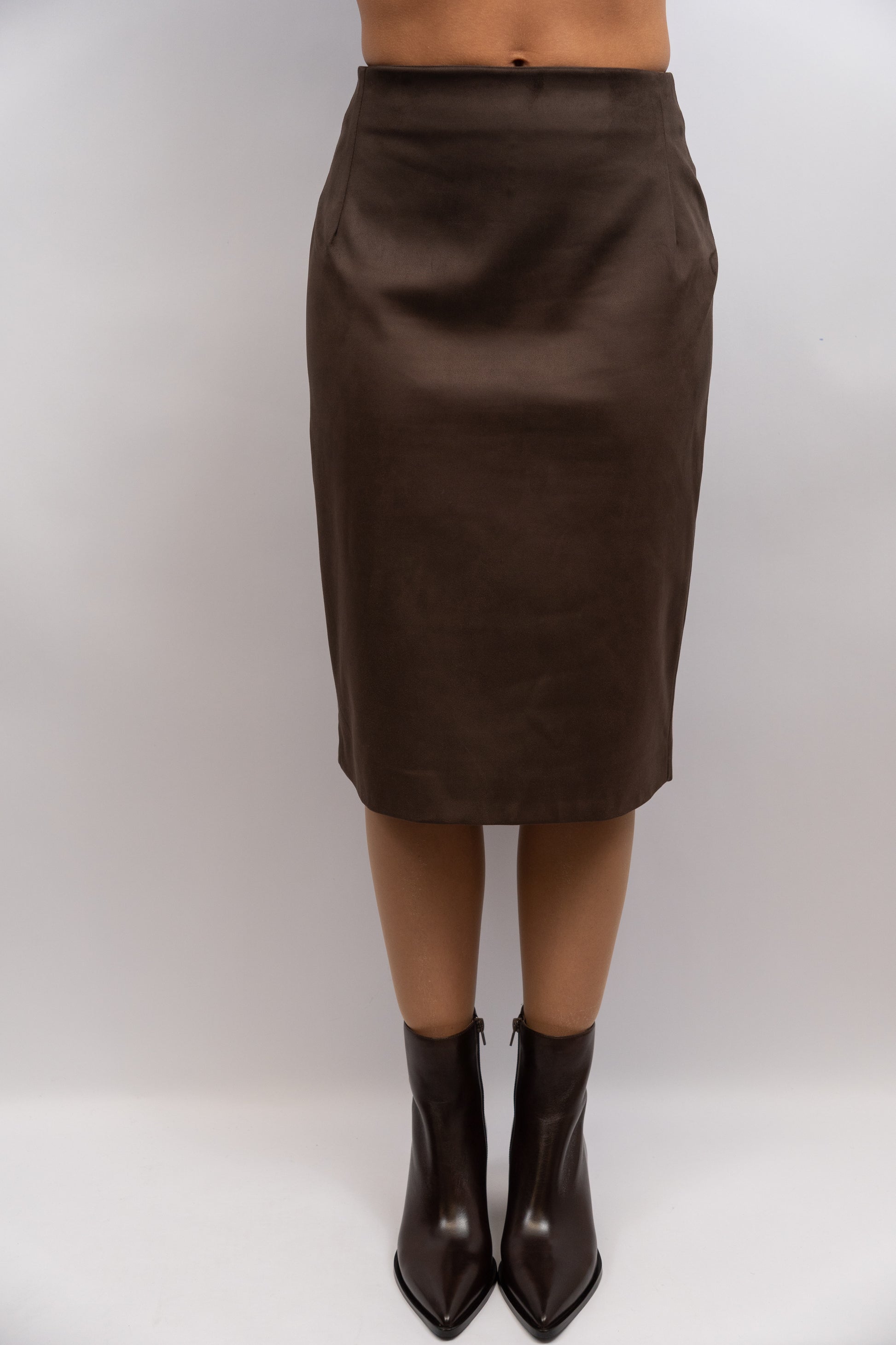 Faux Suede Midi Skirt