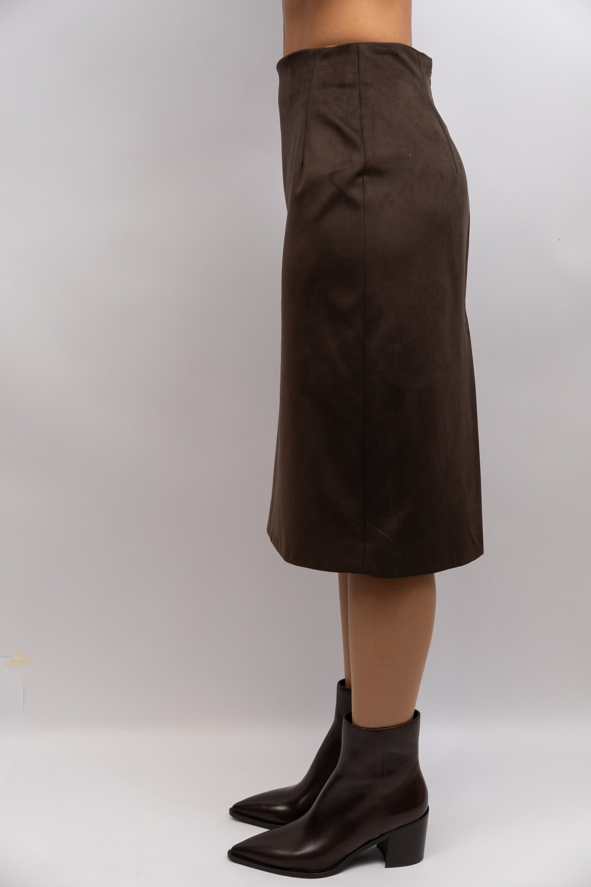 Faux Suede Midi Skirt