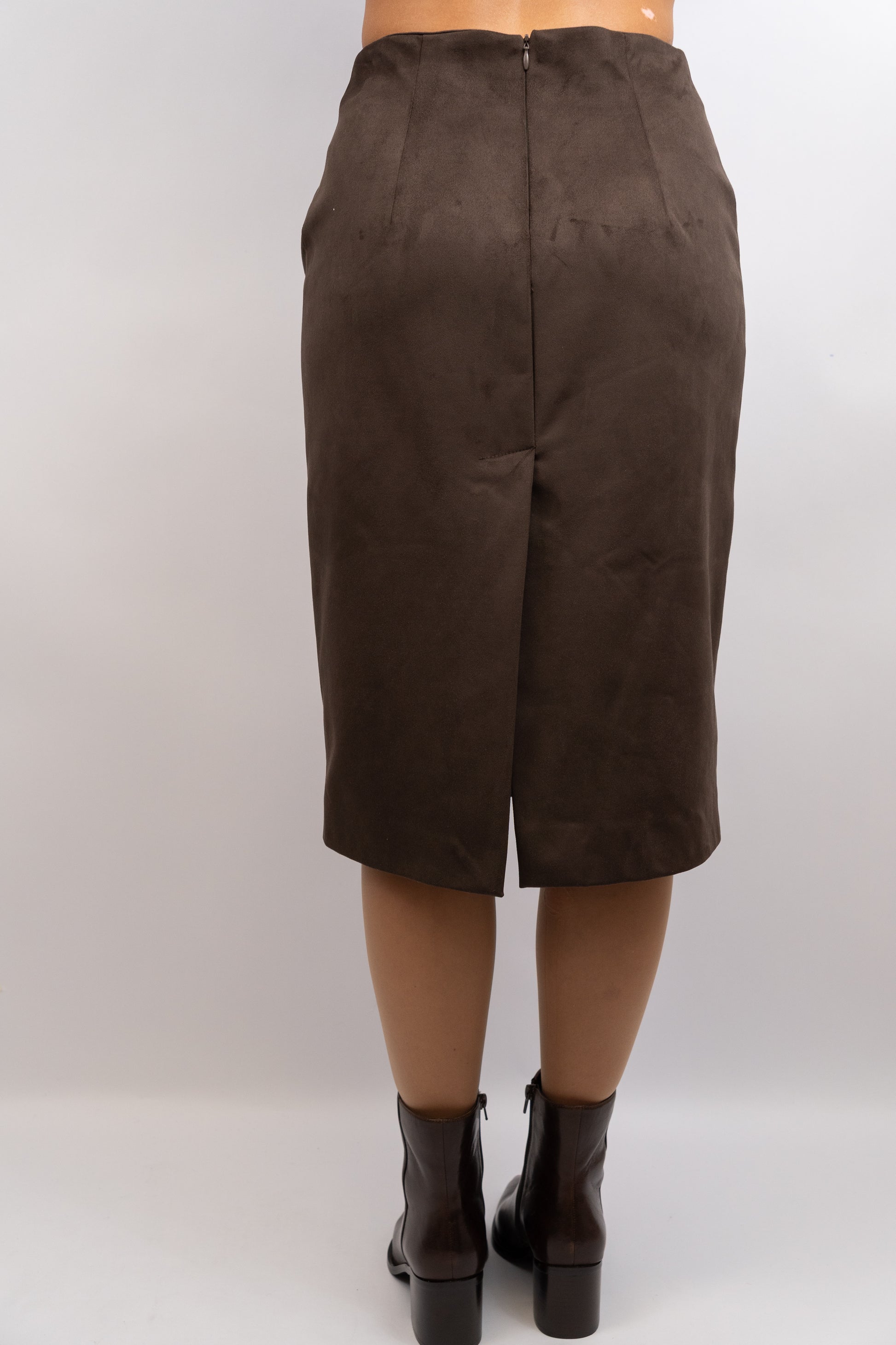 Faux Suede Midi Skirt