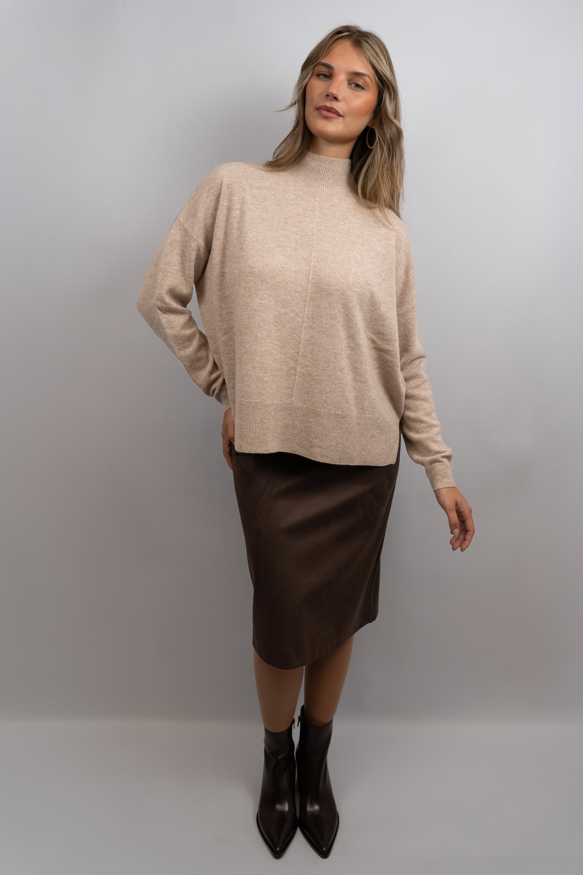 Faux Suede Midi Skirt