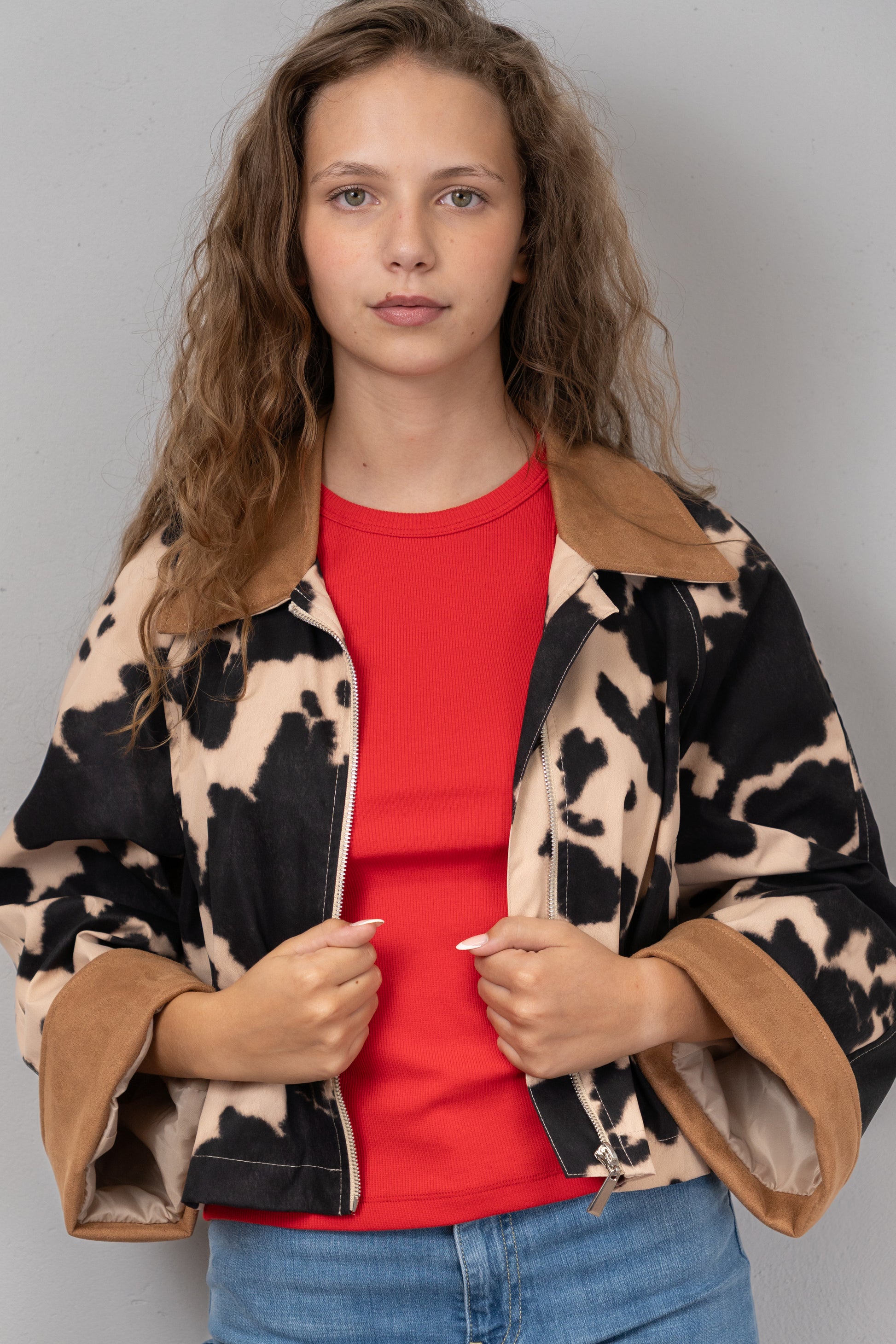 Cow Print Cropped Jacket