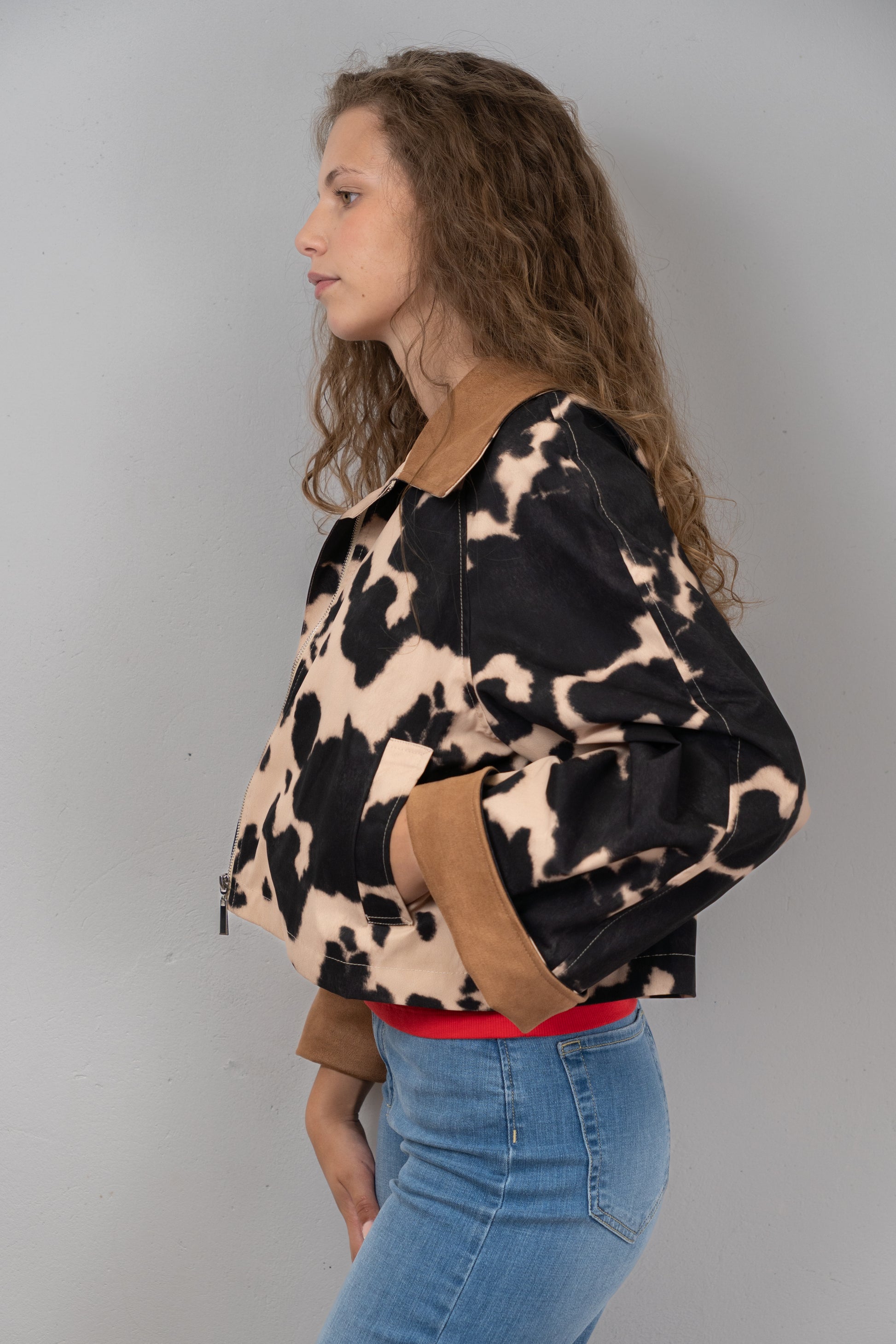 Cow Print Cropped Jacket