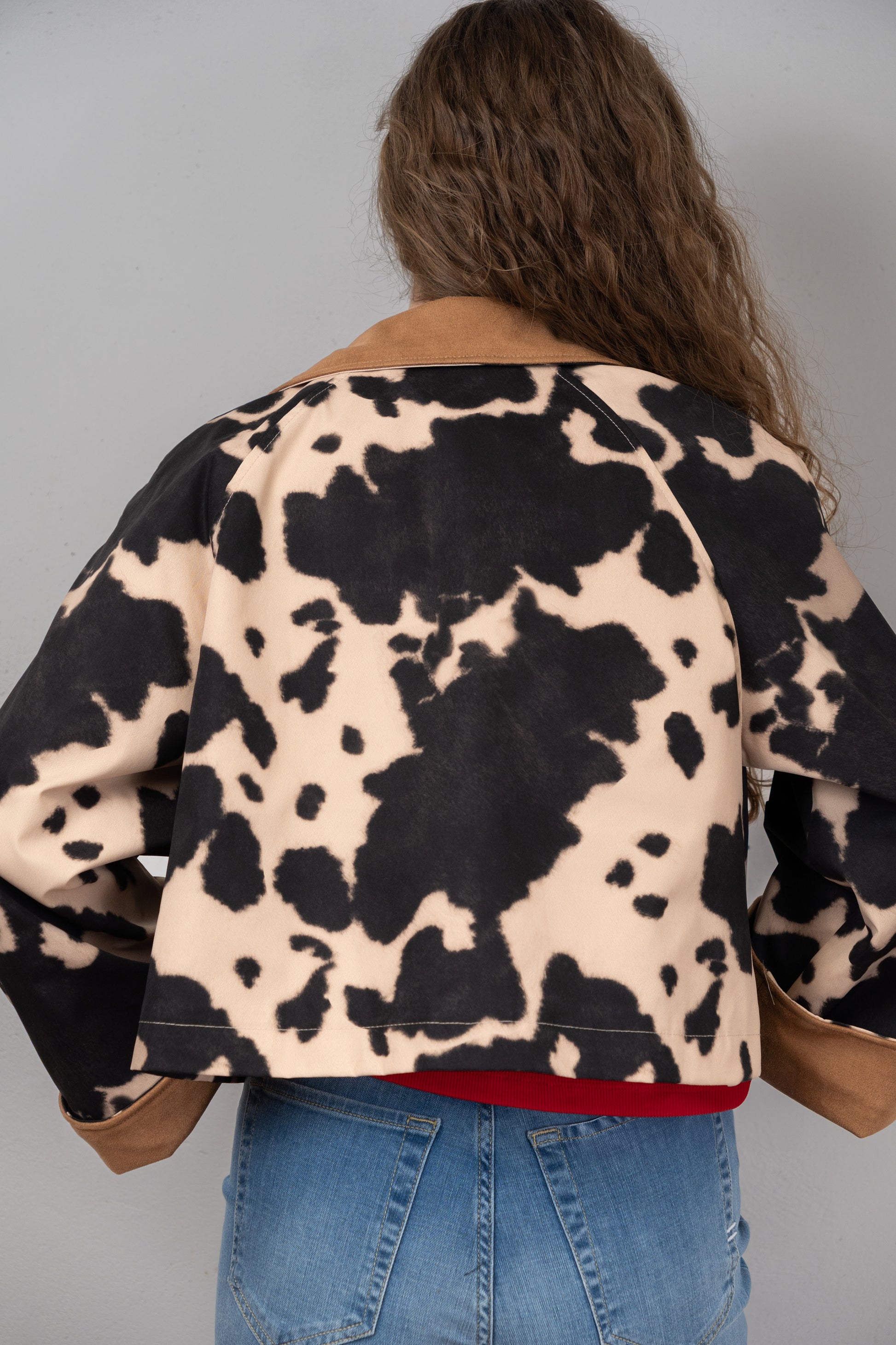 Cow Print Cropped Jacket