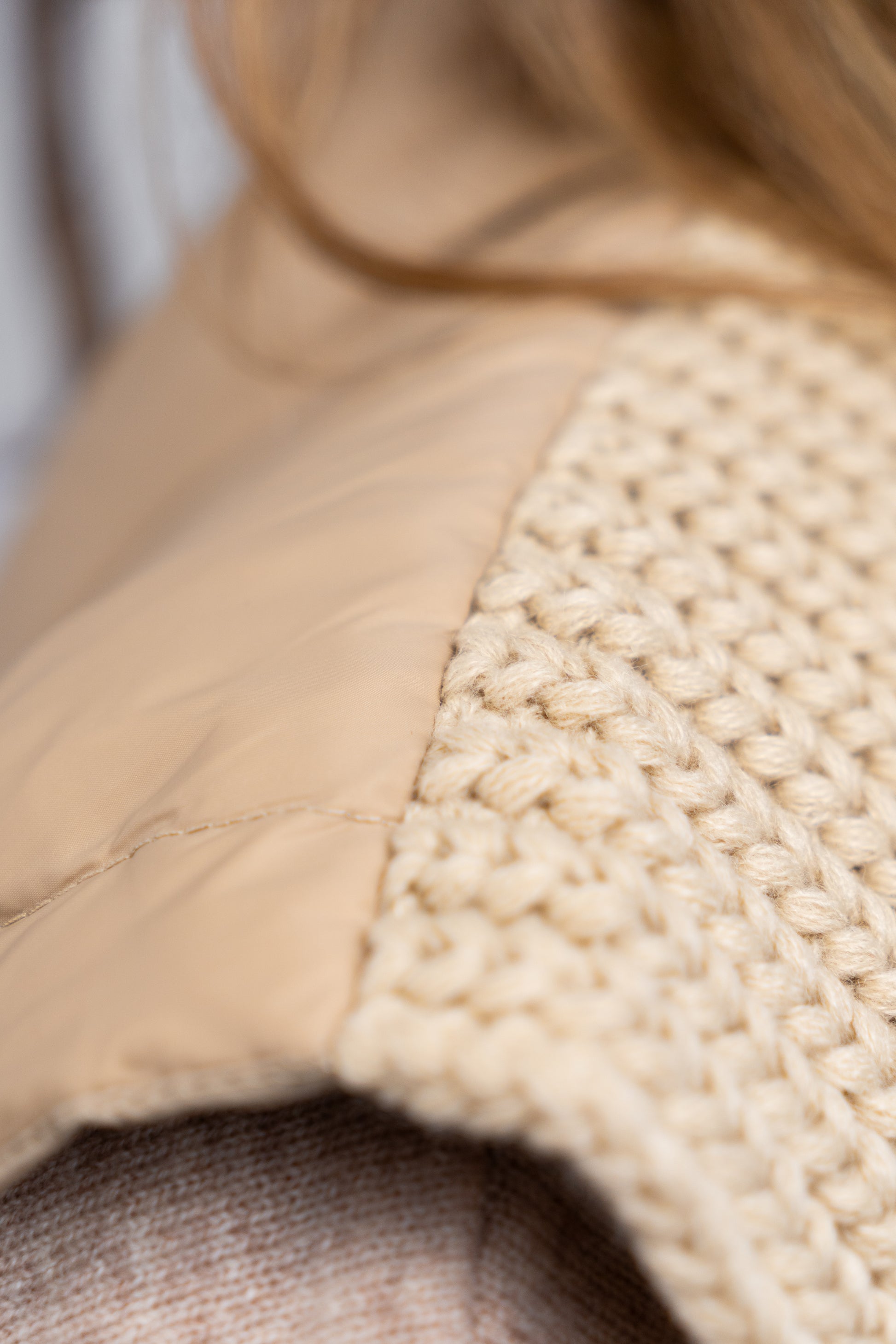 Quilted Knit-Back Belted Vest