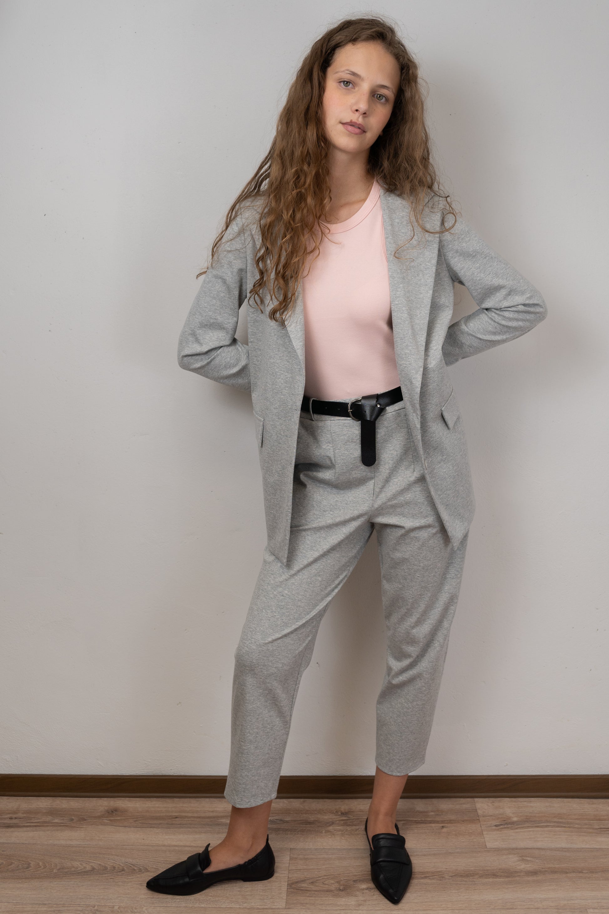 Grey Straight-Leg Trousers