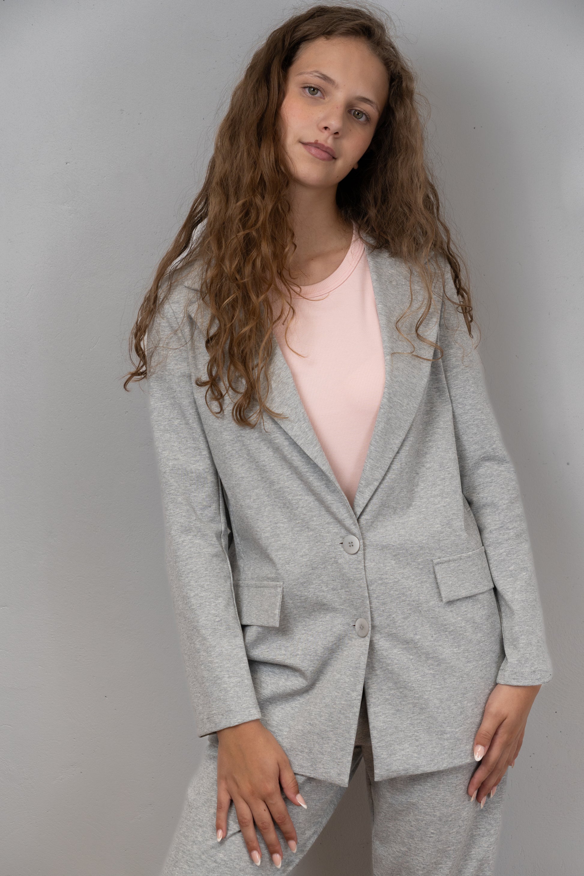 Light Grey Two-Button Blazer