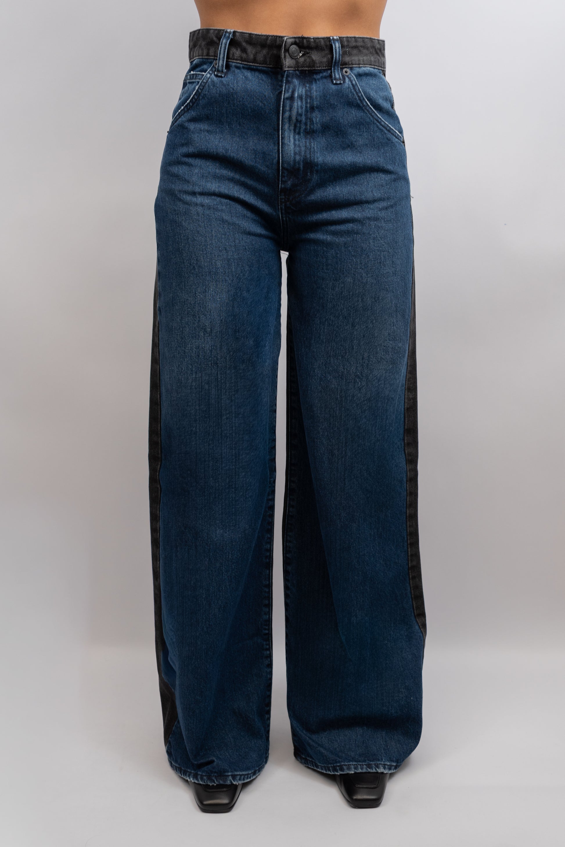 Two-Tone Wide-Leg Jeans