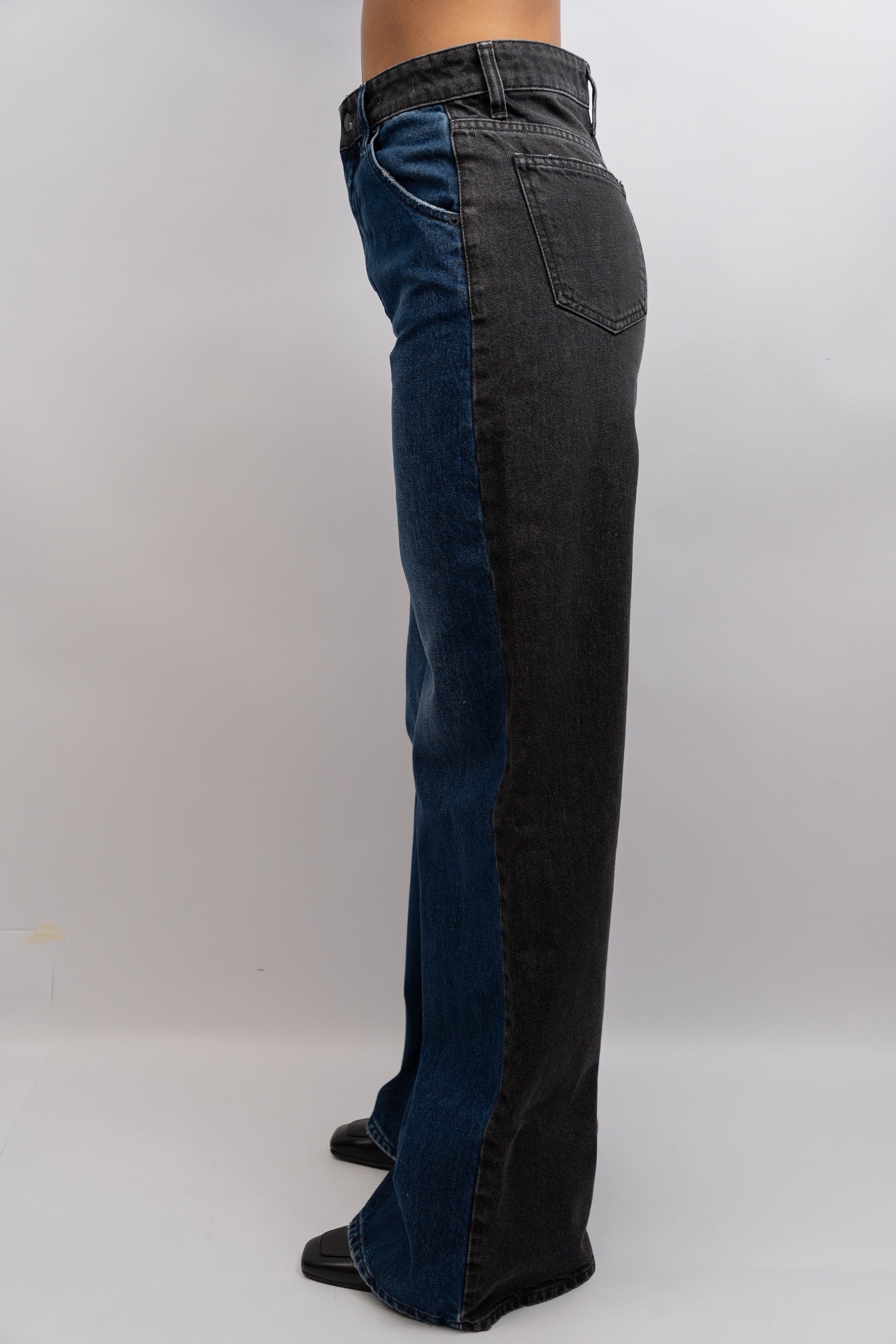 Two-Tone Wide-Leg Jeans