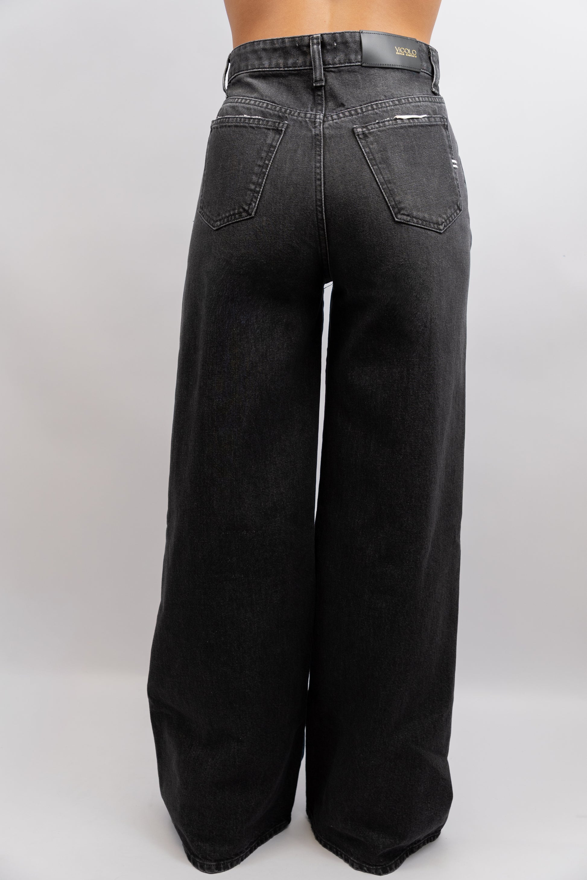 Two-Tone Wide-Leg Jeans