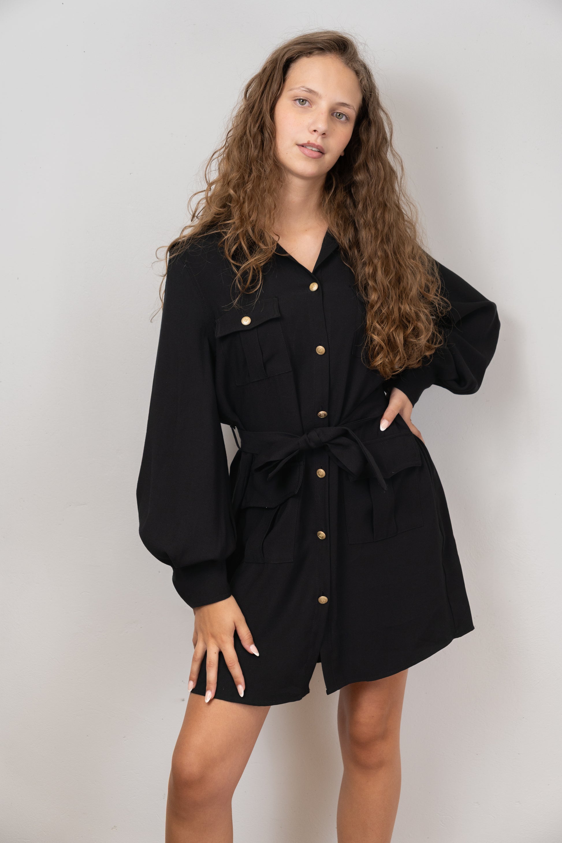 Black Mini Shirt Dress