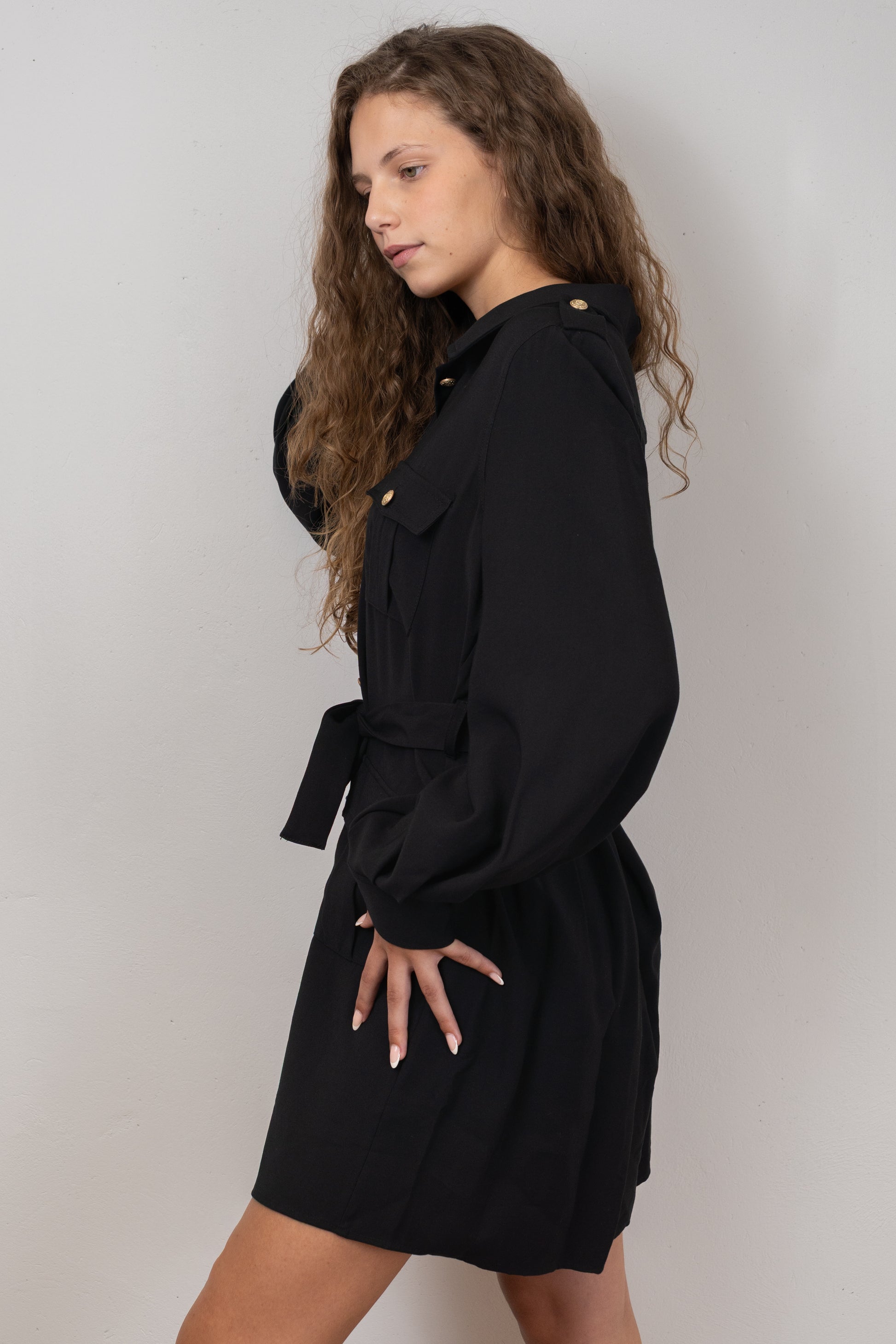 Black Mini Shirt Dress