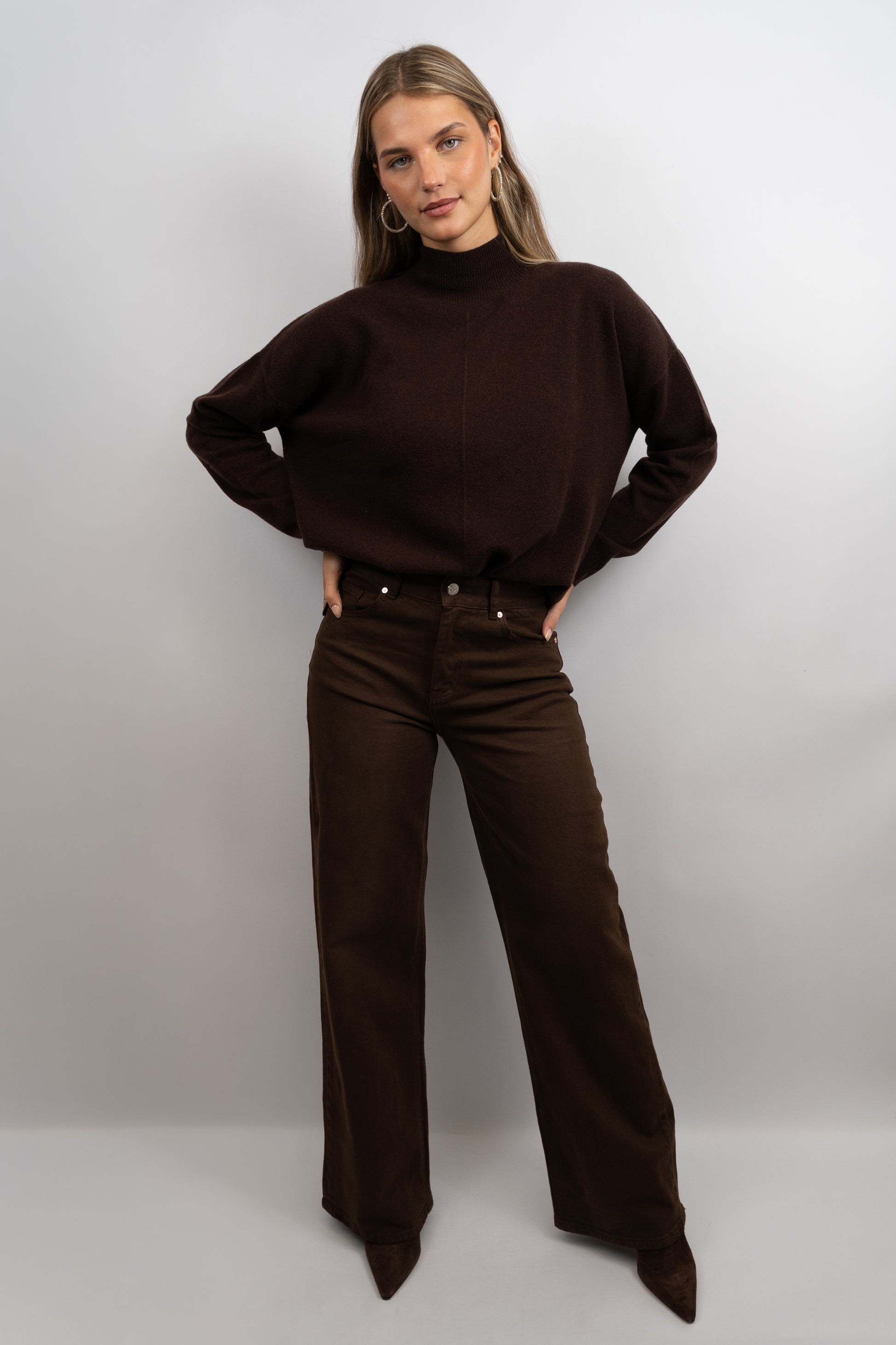 Brown Wide-Leg Jeans