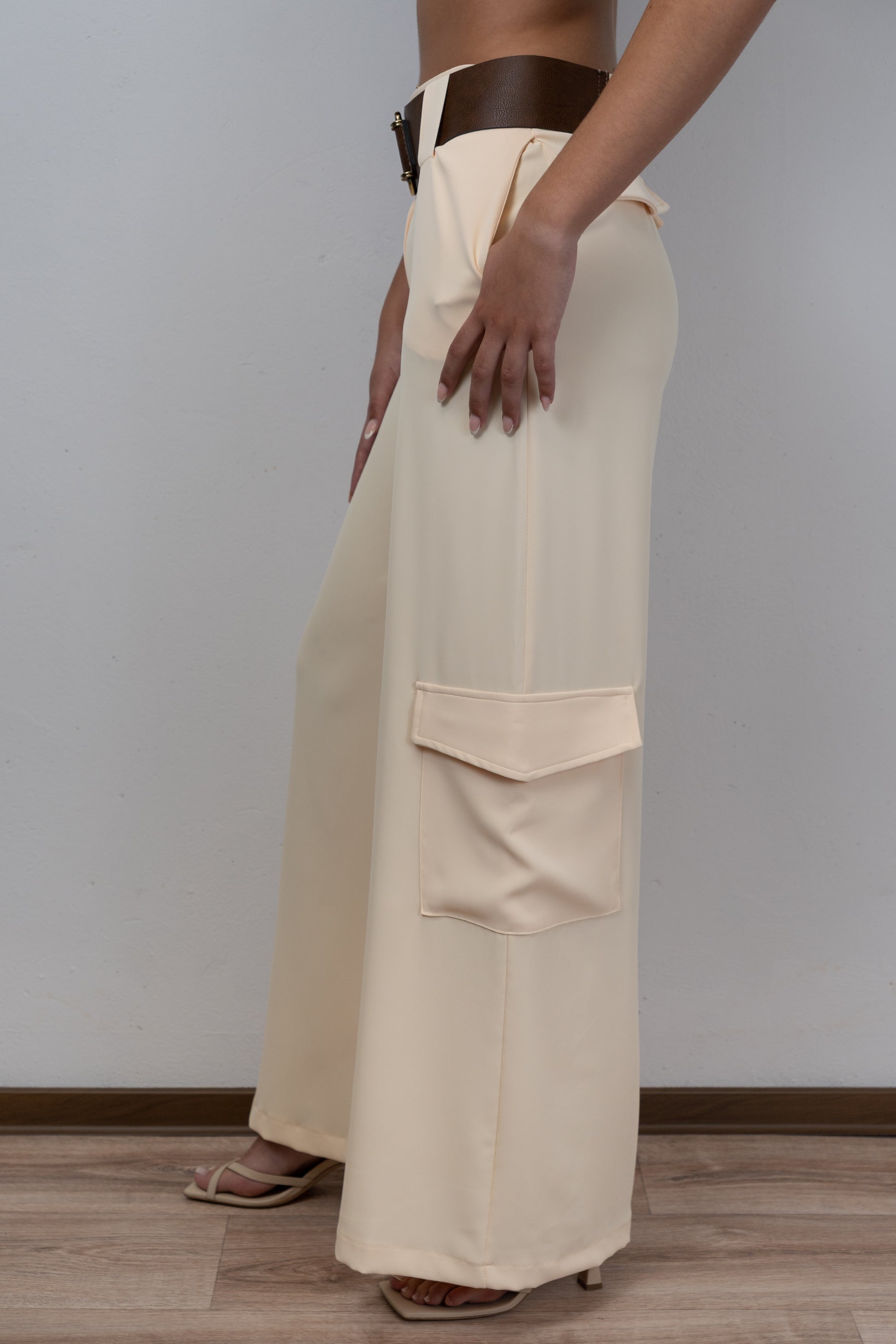 Yellow Wide-Legged Cargo Pants