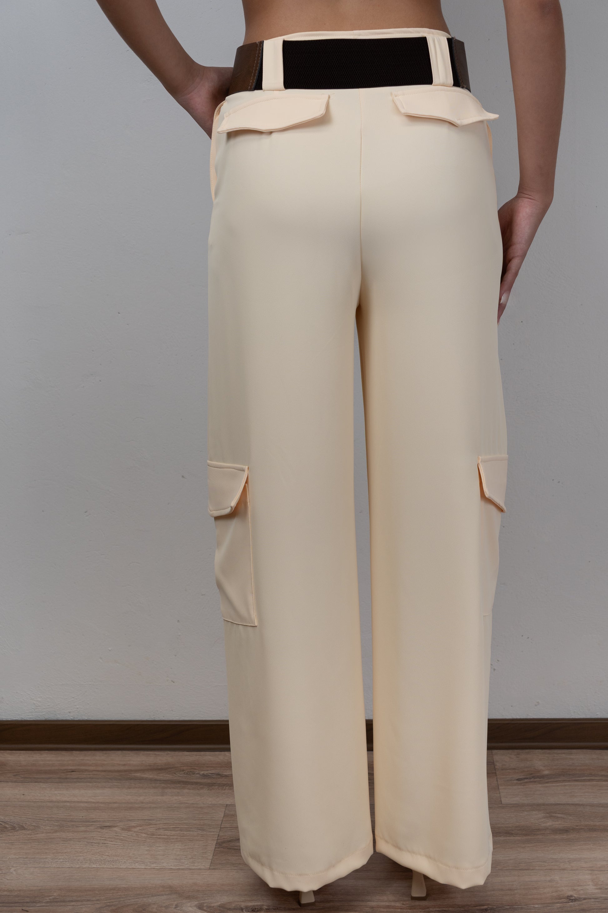 Yellow Wide-Legged Cargo Pants
