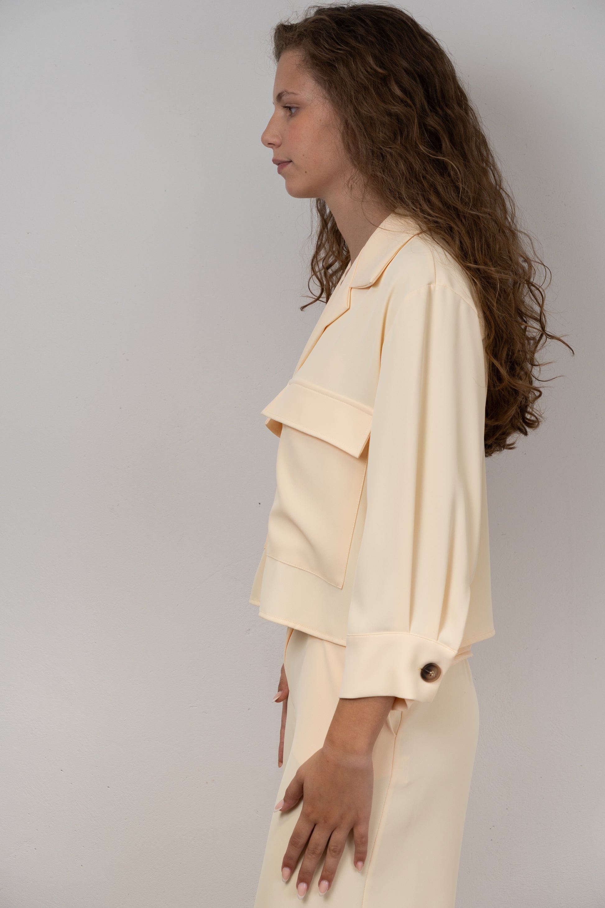 Buttercup Yellow Cropped Shirt-Blazer