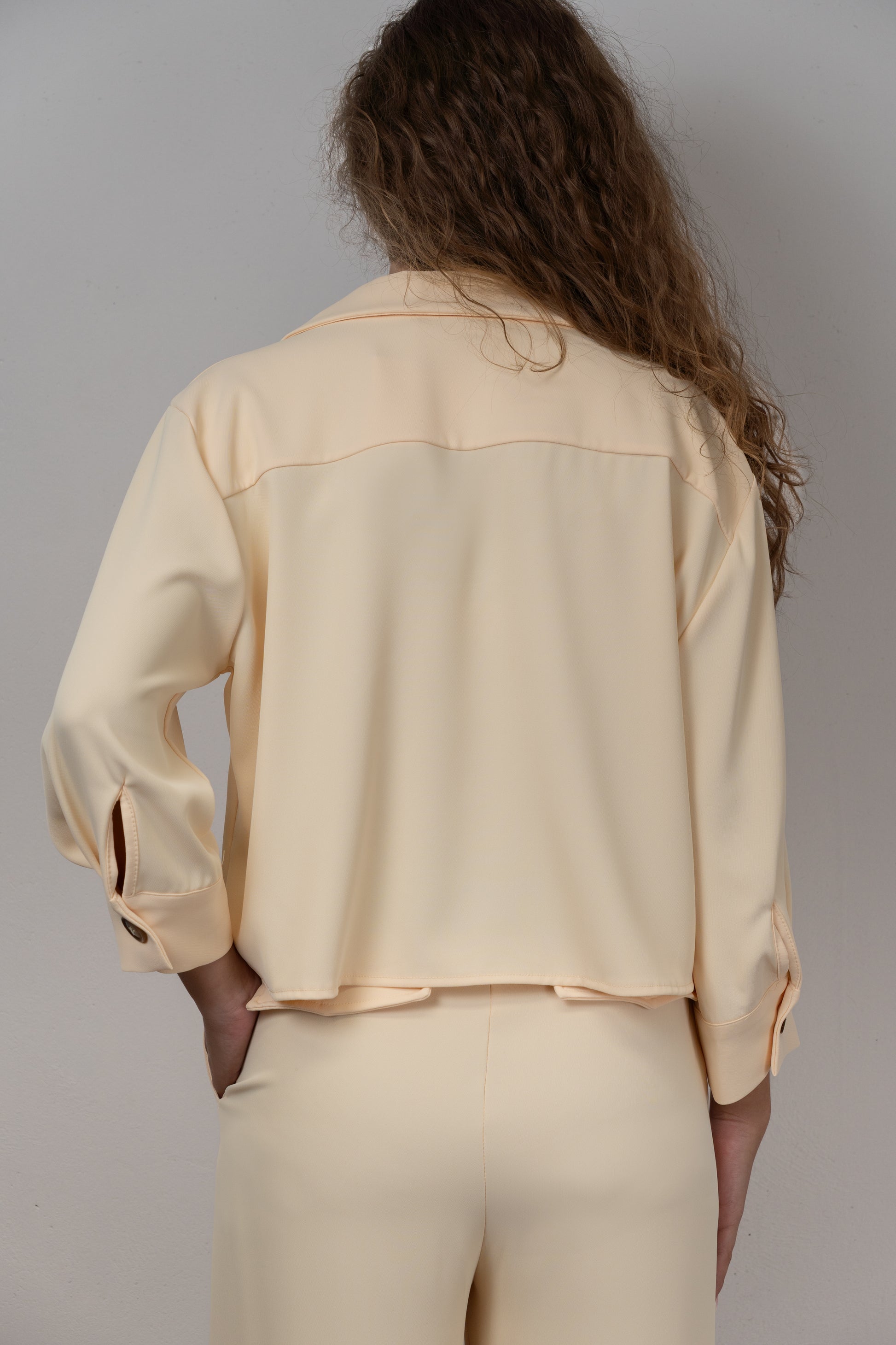 Buttercup Yellow Cropped Shirt-Blazer