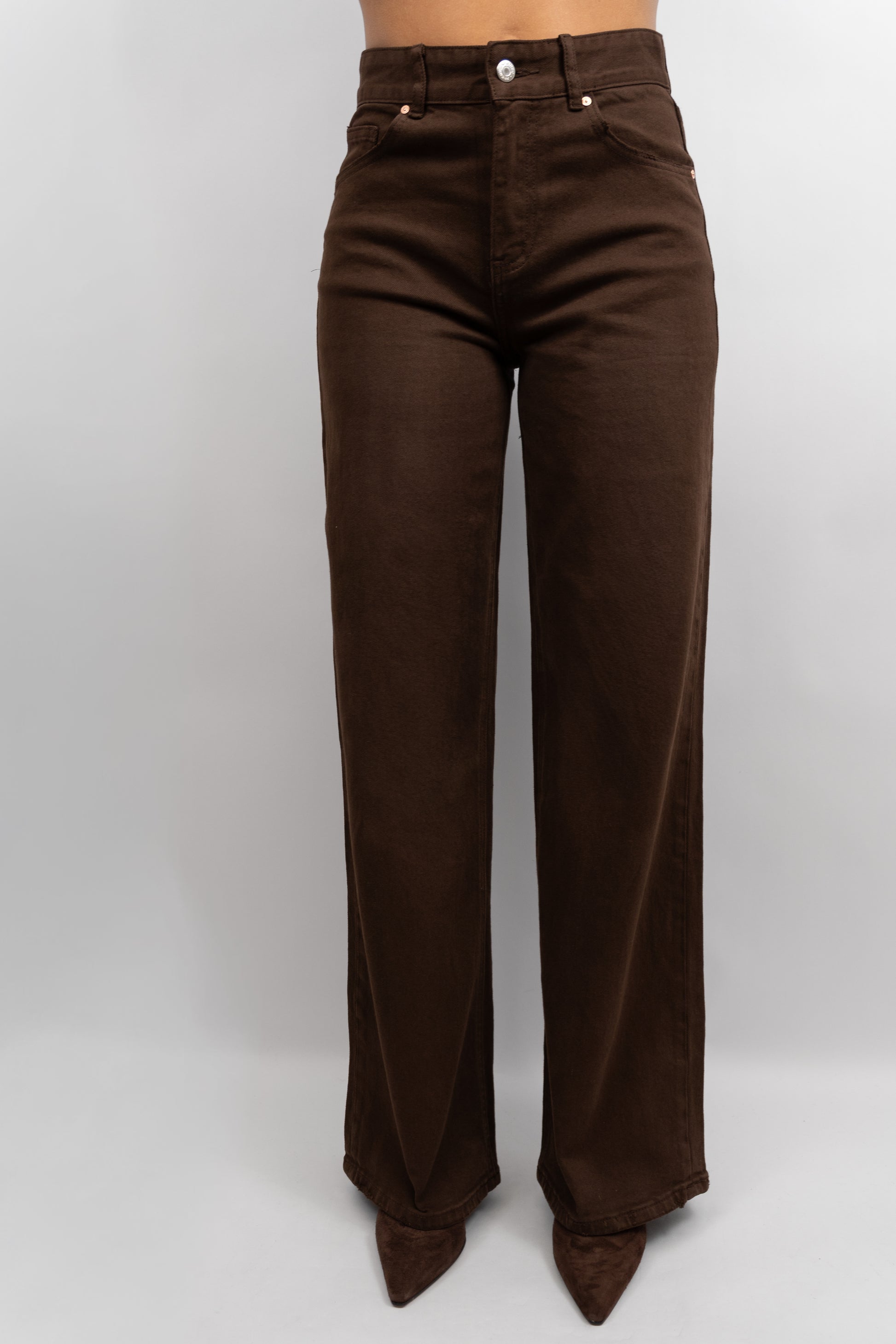 Brown Wide-Leg Jeans