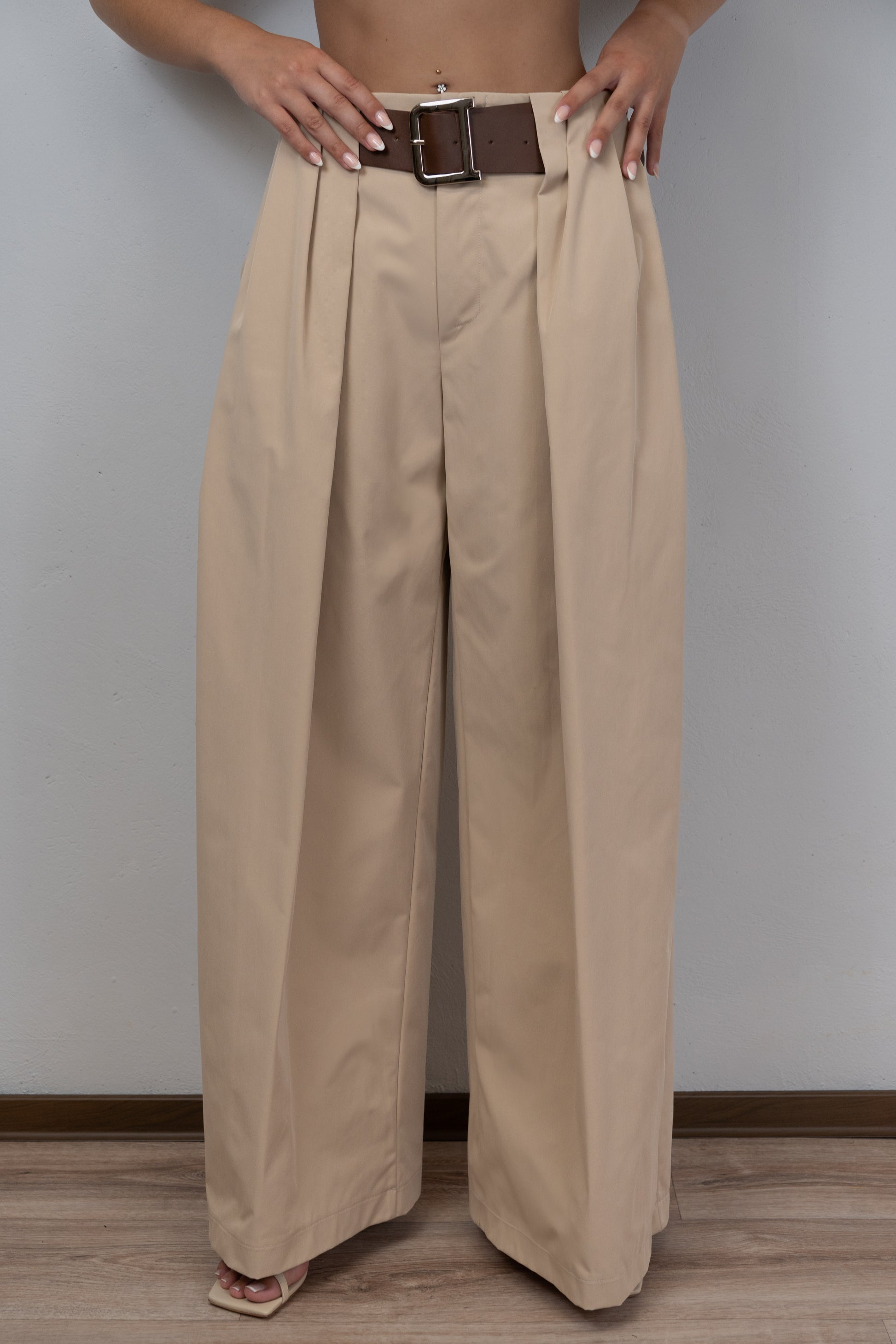 Wide-Legged Trousers with Belt