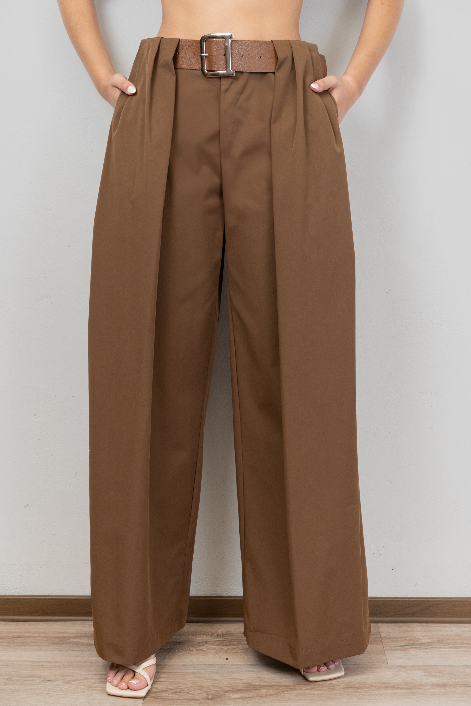 Wide-Legged Trousers with Belt