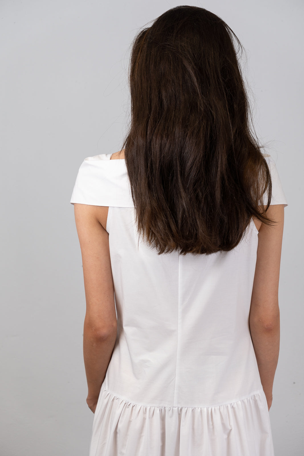 White Off-the-Shoulders Maxi Shirt Dress