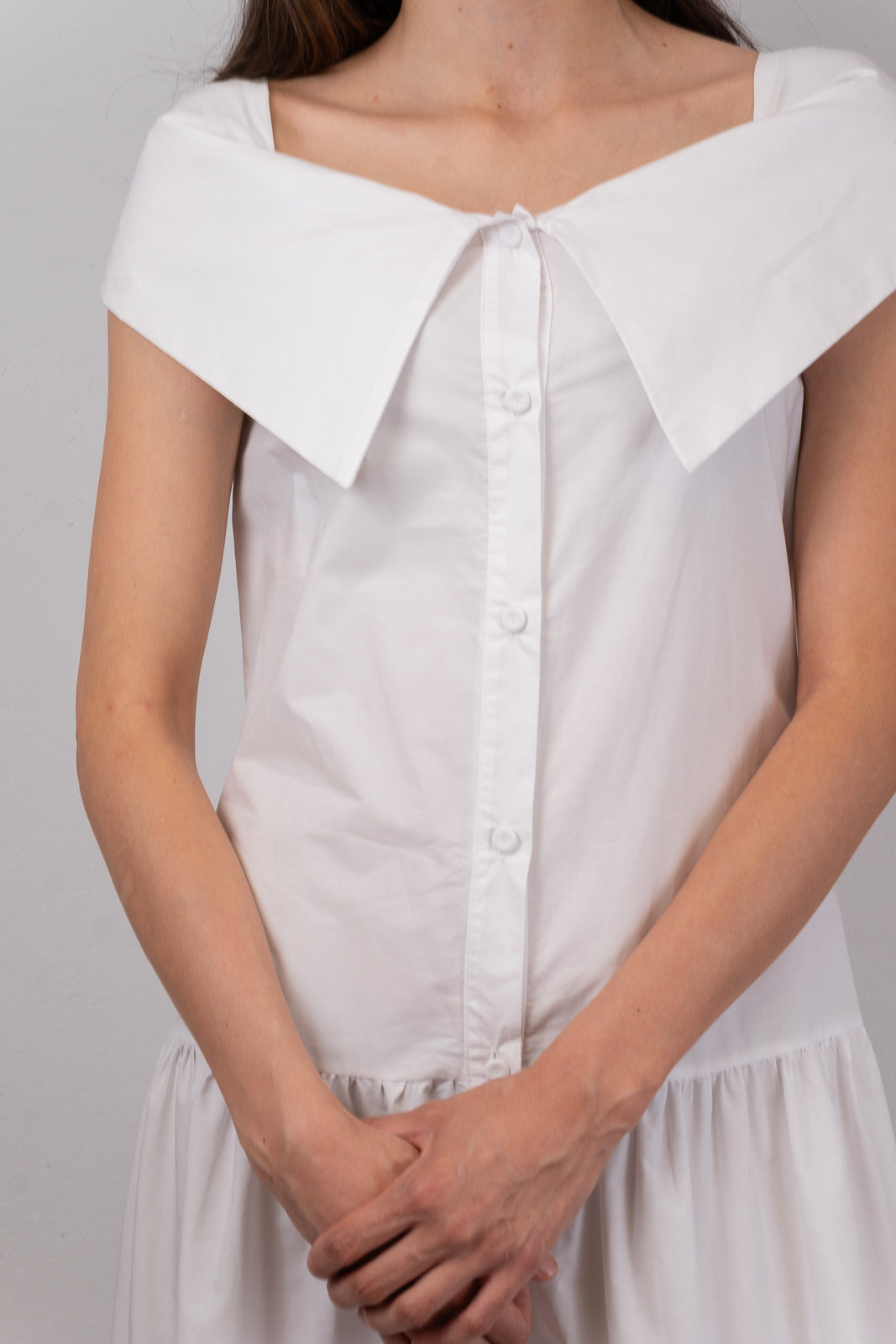 White Off-the-Shoulders Maxi Shirt Dress