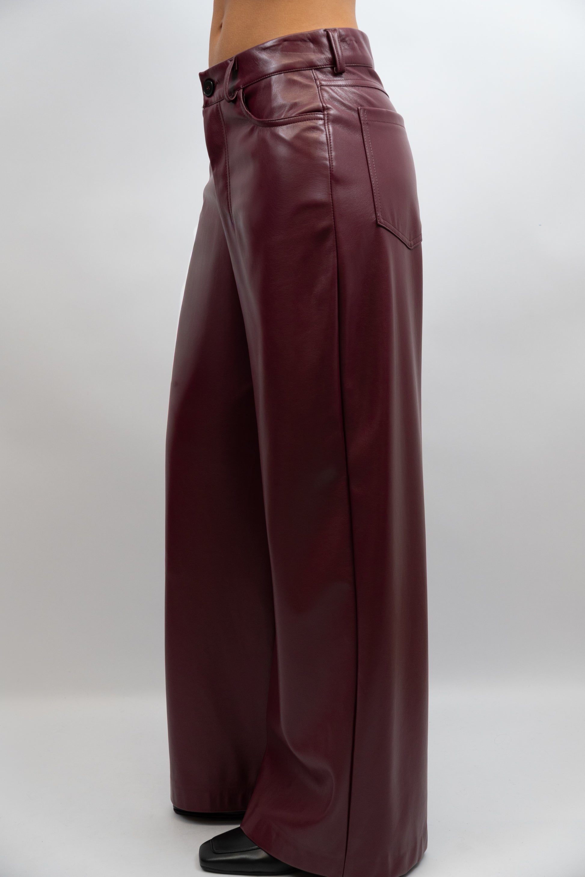 Wide-Leg Faux Leather Trousers