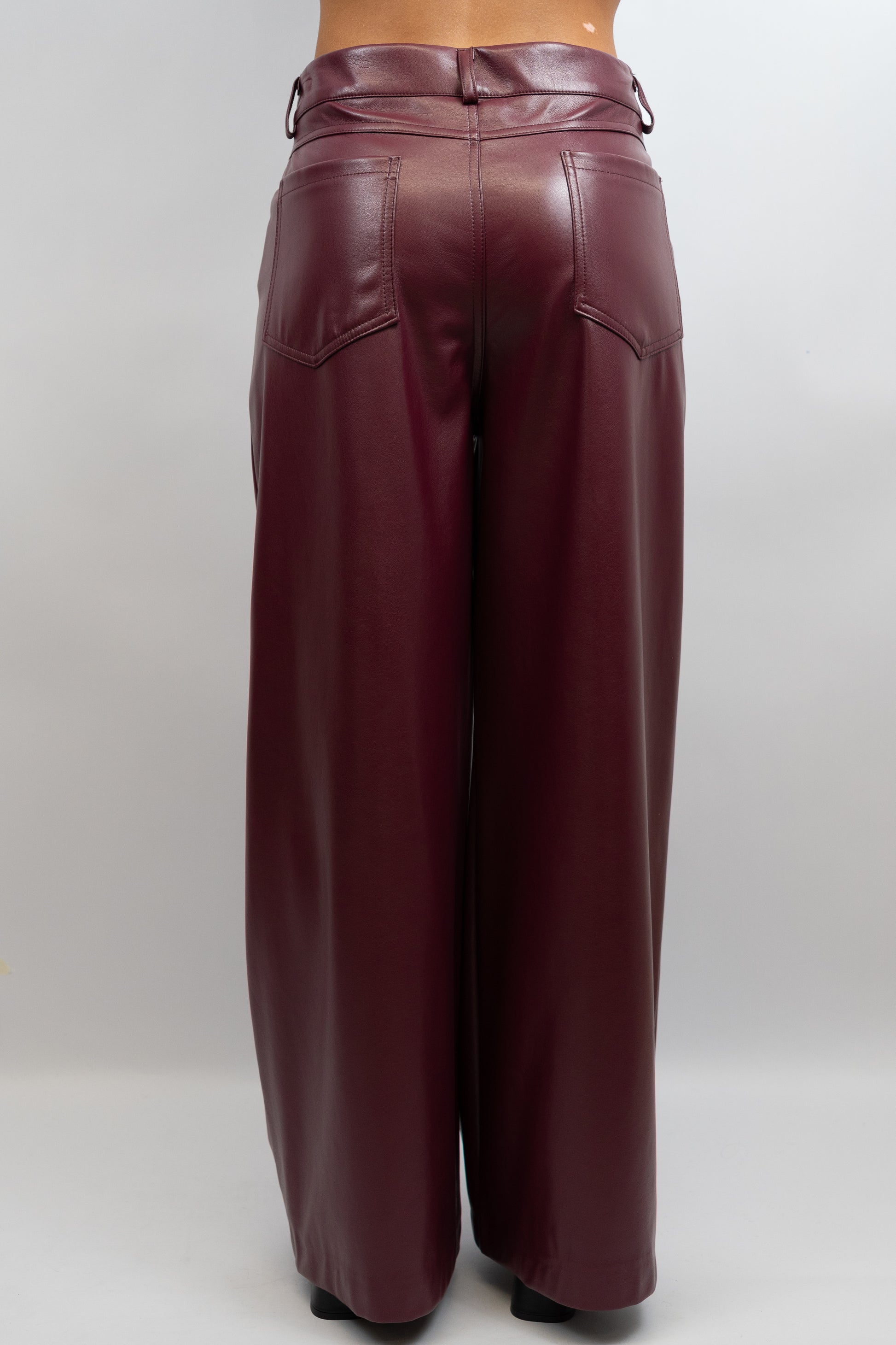 Wide-Leg Faux Leather Trousers
