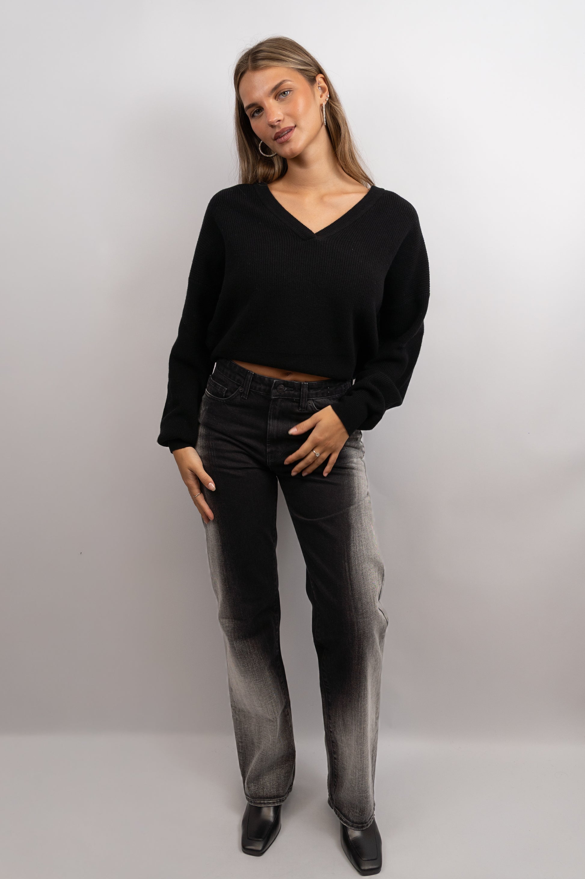 High-Rise Faded Jeans