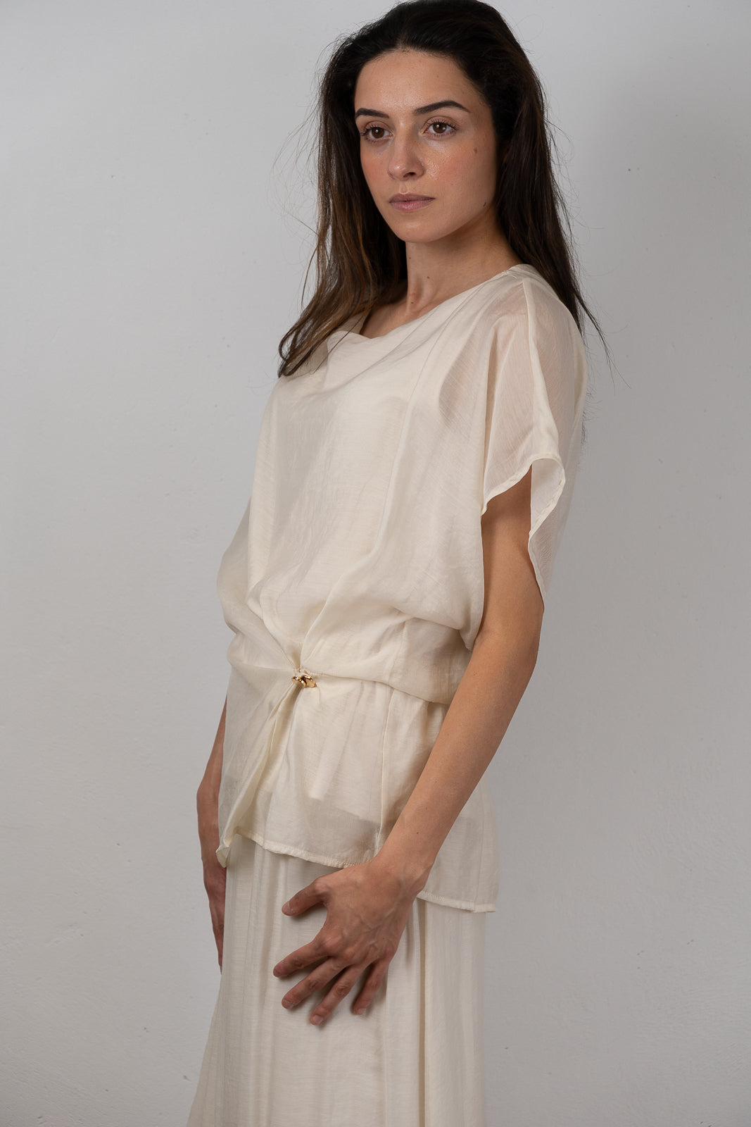 Draped Sheer Blouse