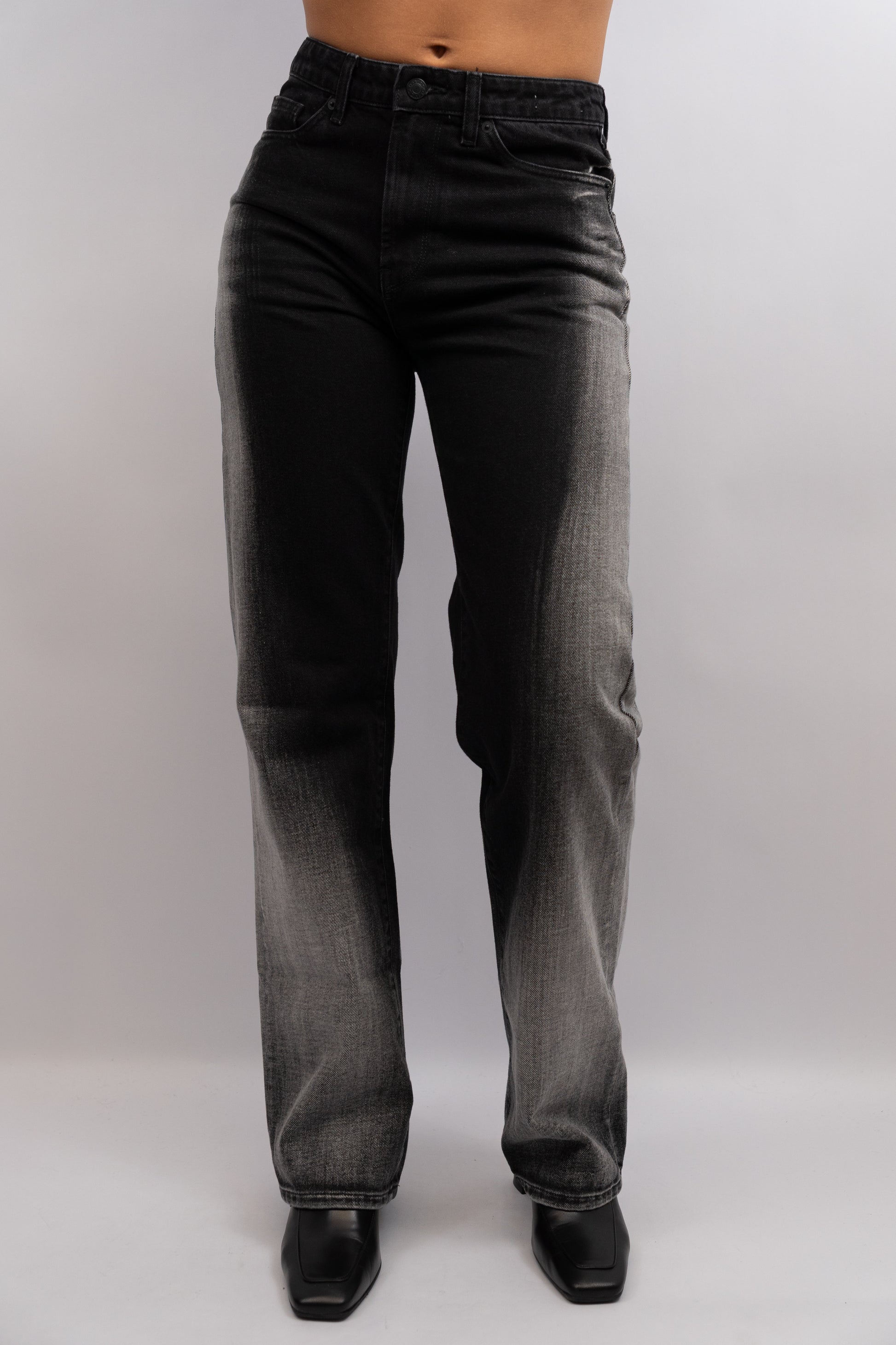 High-Rise Faded Jeans