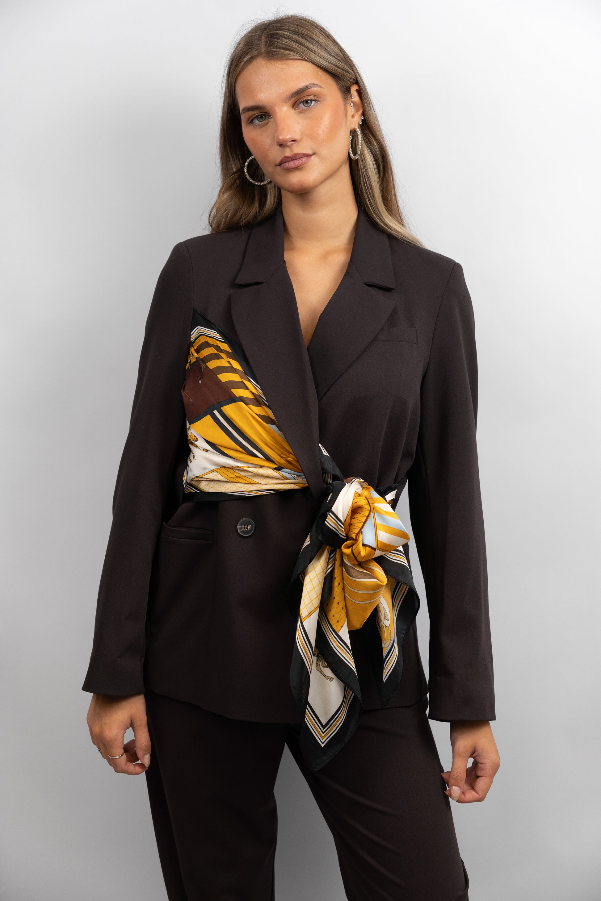 Blazer With Integrated Silk Scarf