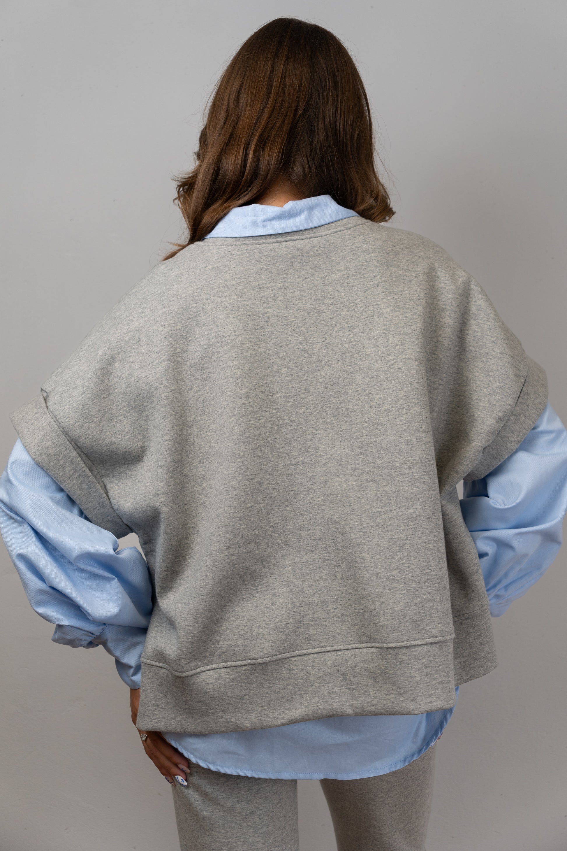 Grey Layered Sweatshirt-Shirt