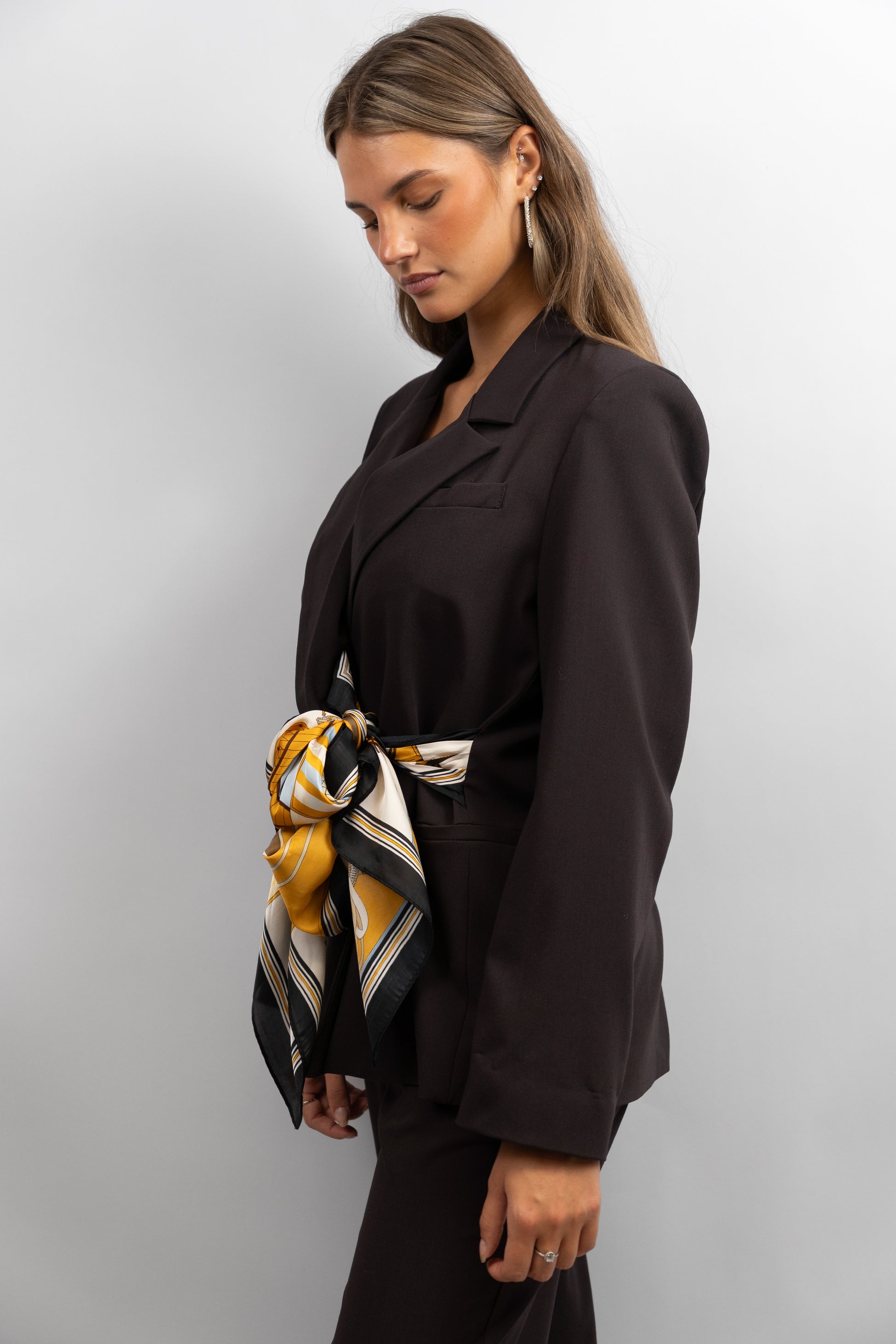 Blazer With Integrated Silk Scarf