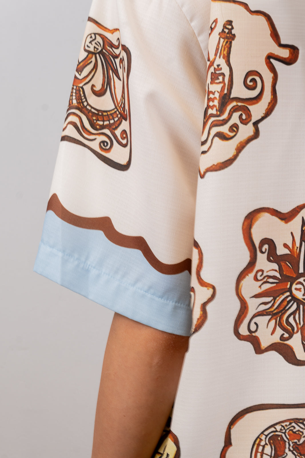 Ivory Nautical-Print Two-Piece Set