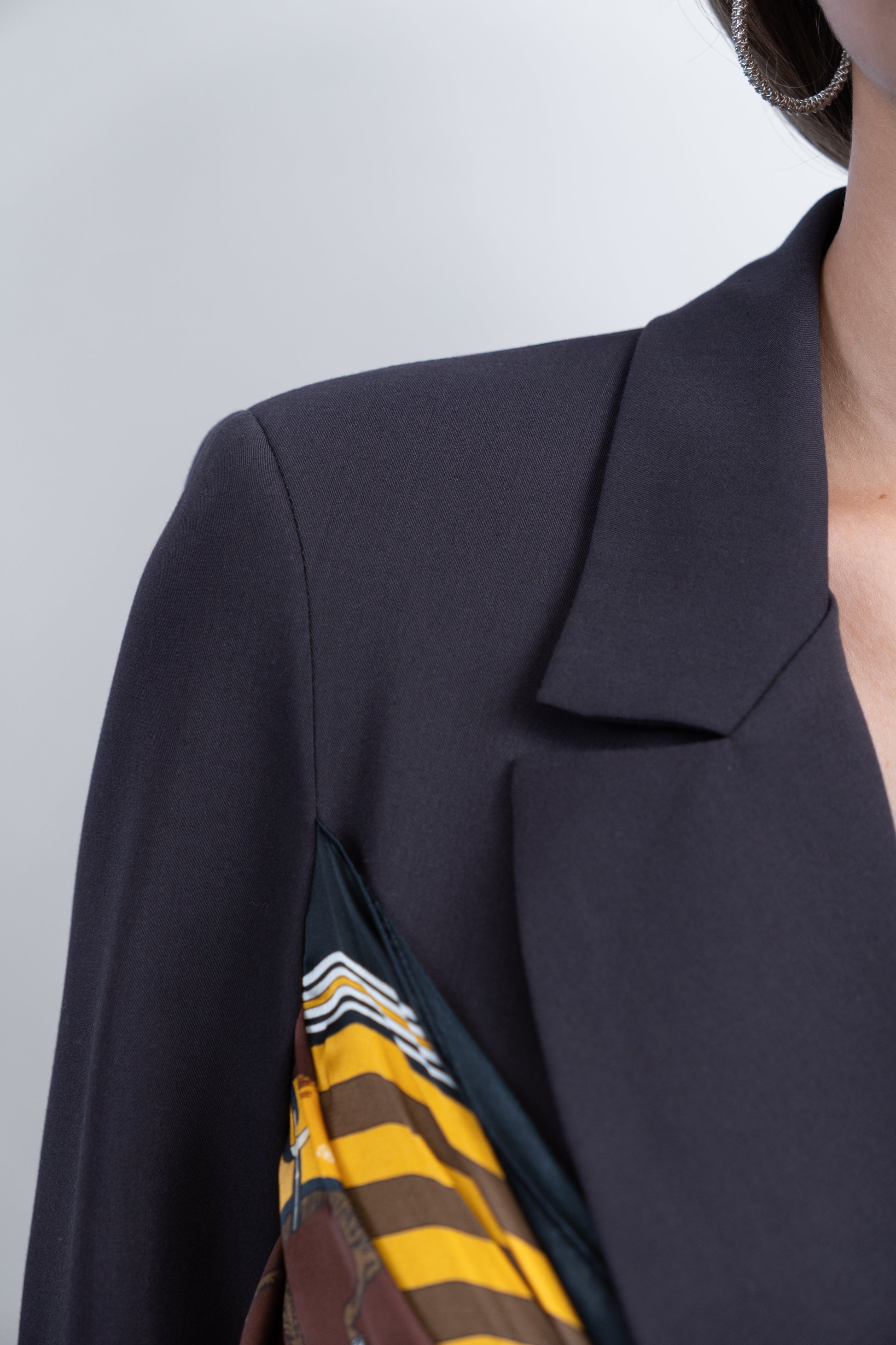 Blazer With Integrated Silk Scarf