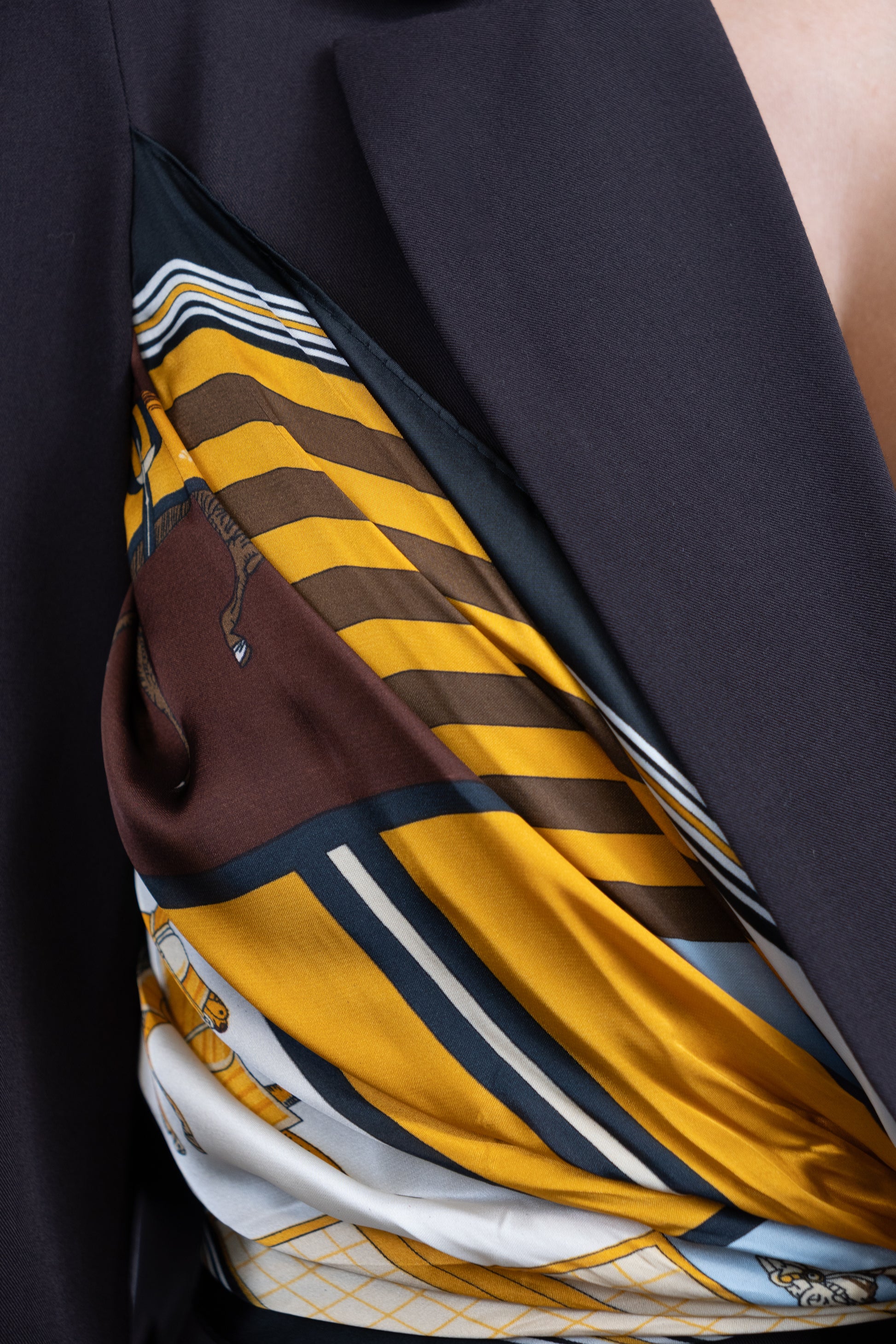 Blazer With Integrated Silk Scarf